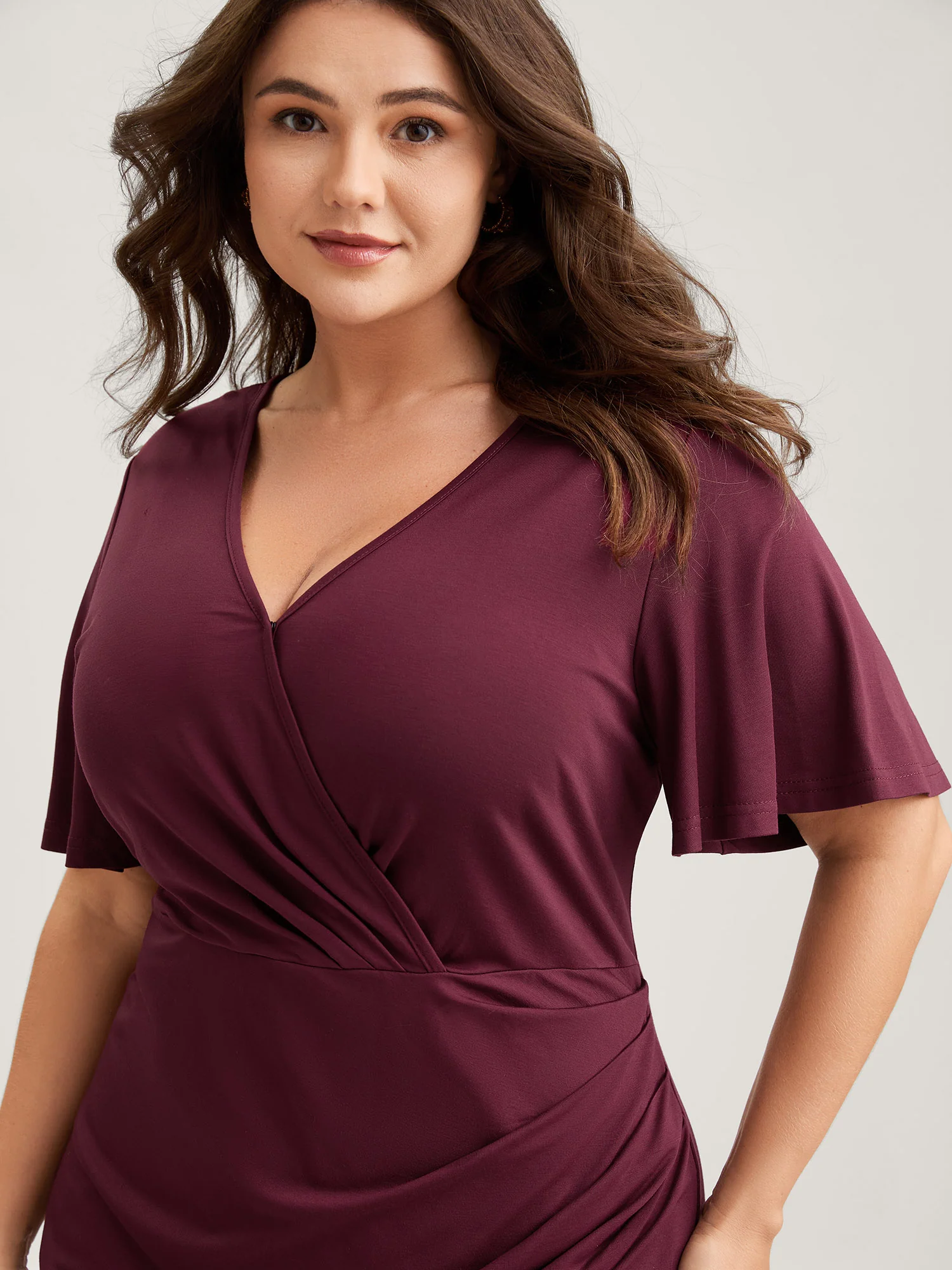 Super Stretchy Bodycon Pleated Midi Dress - Image 2