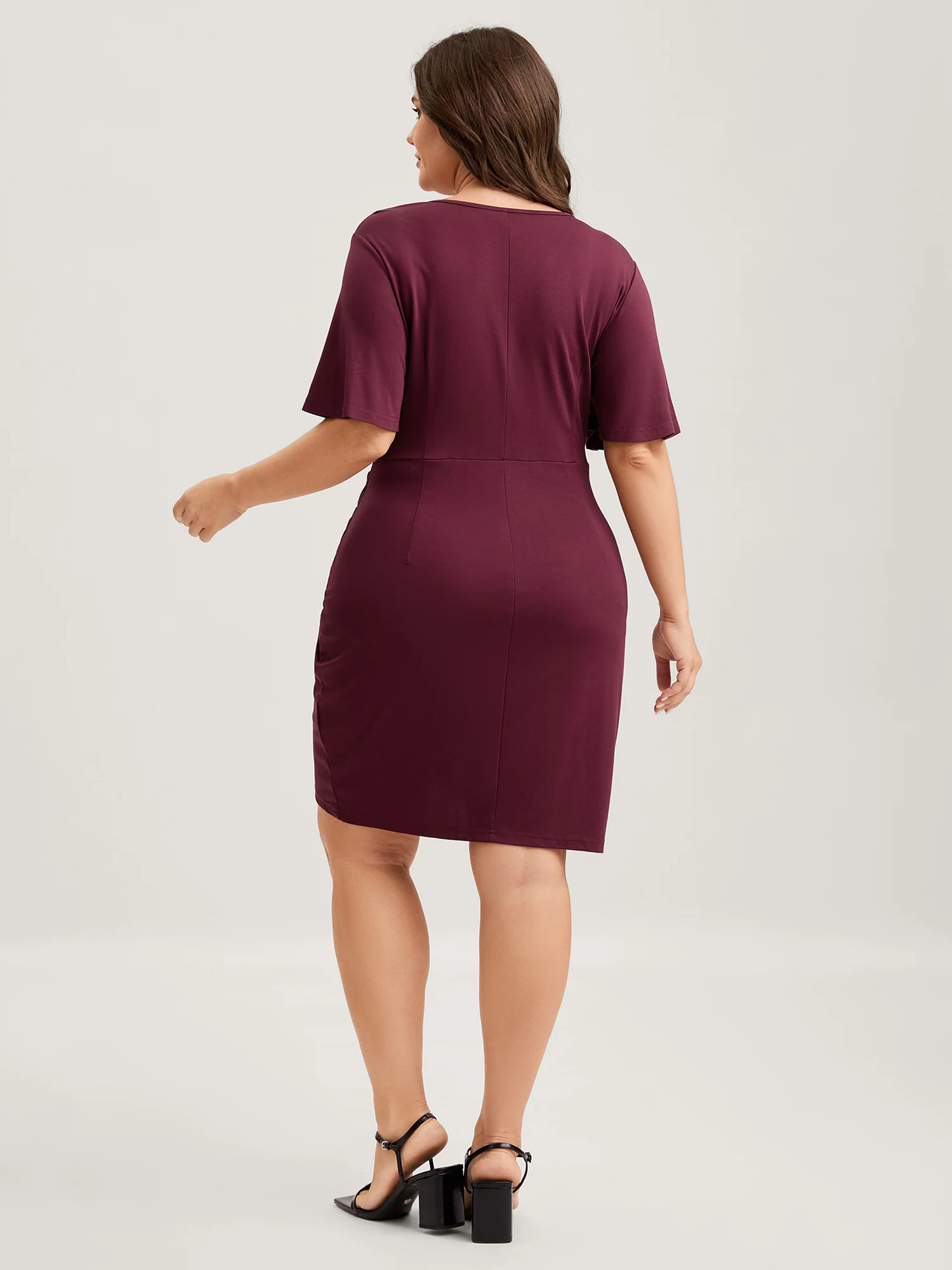 Super Stretchy Bodycon Pleated Midi Dress - Image 5