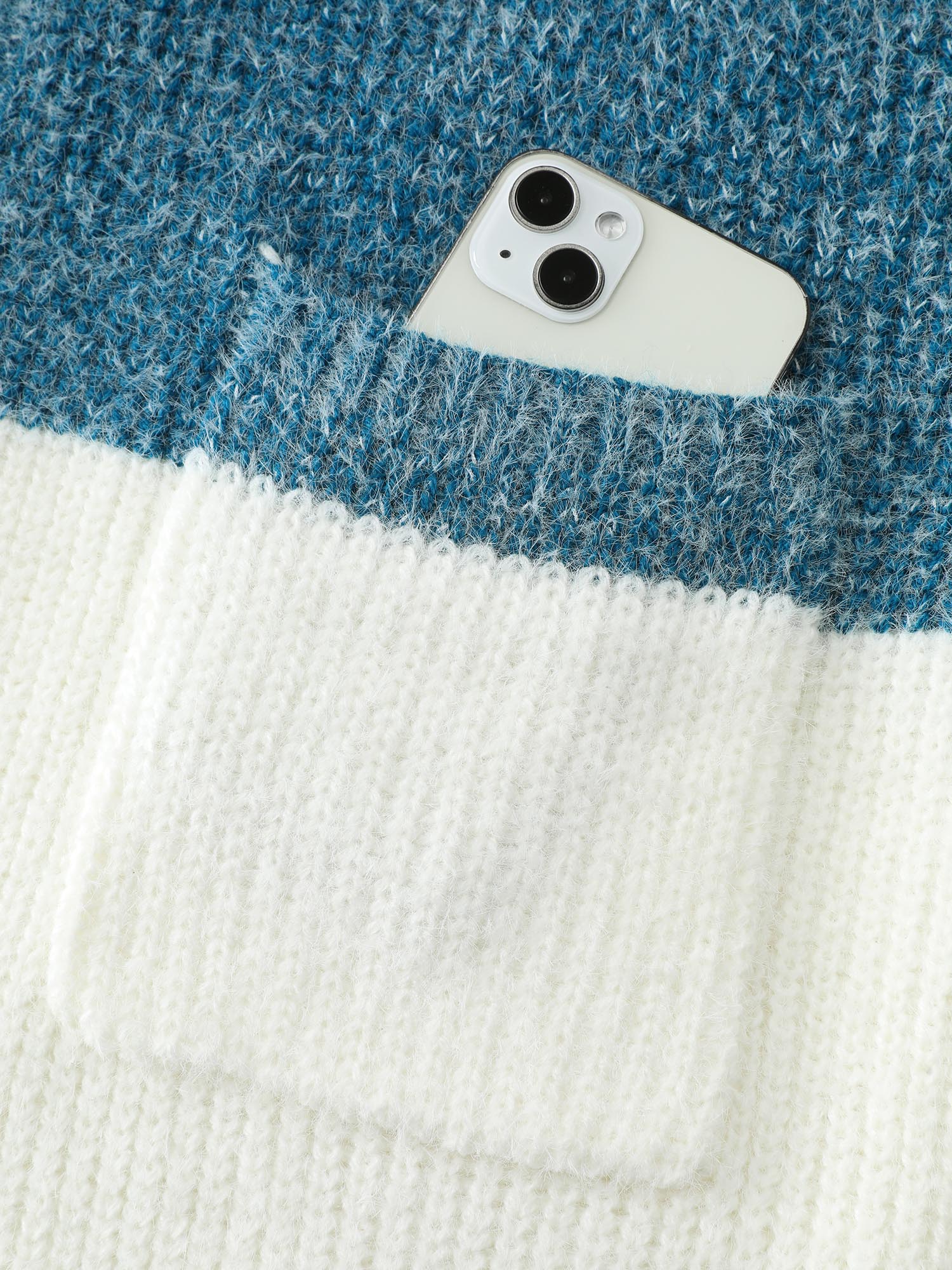 Super Stretchy Colorblock Fuzzy Textured Knit Cardigan - Image 6