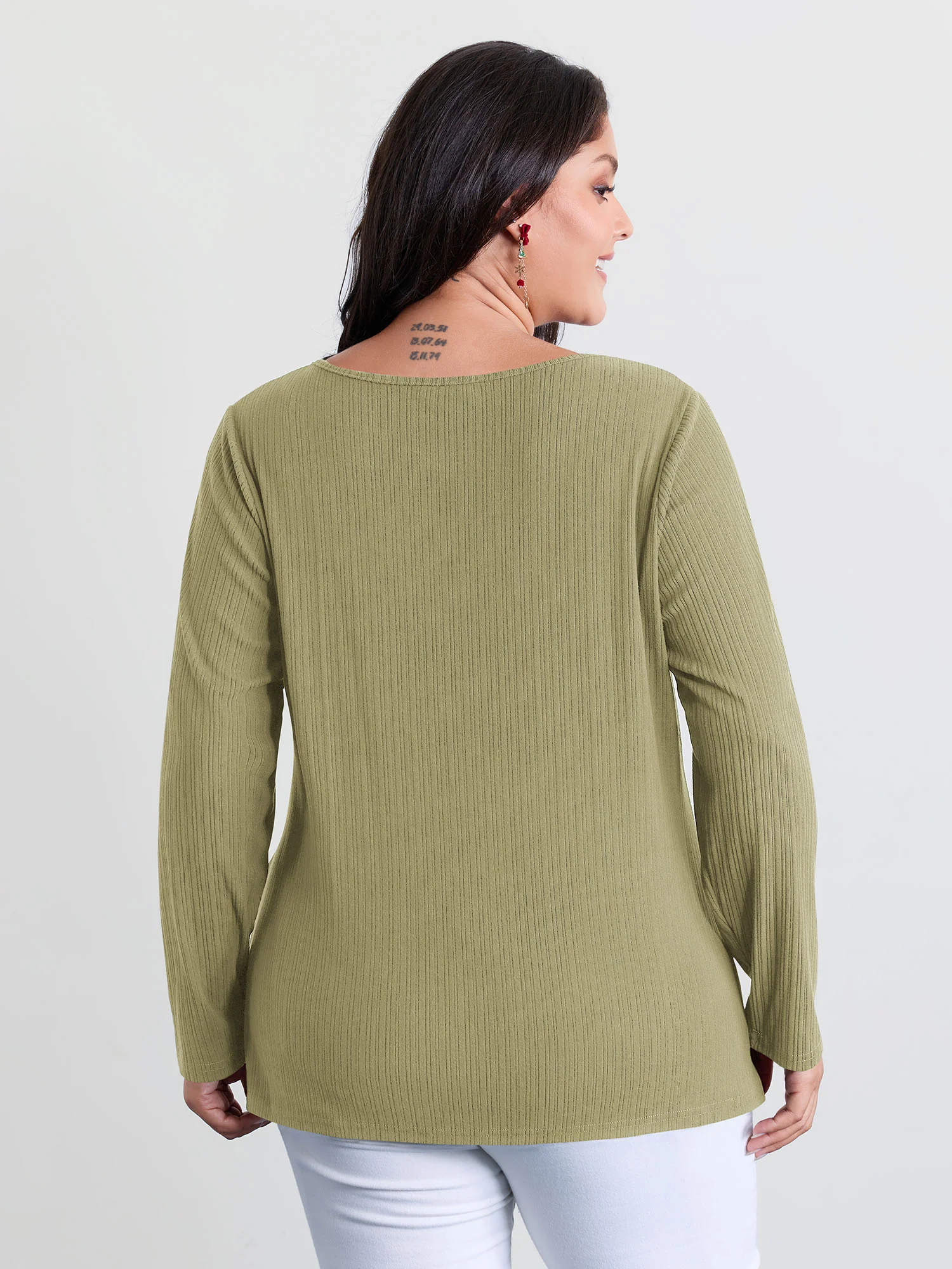 Super Stretchy Ribbed Asymmetrical Neck T-Shirt - Image 22