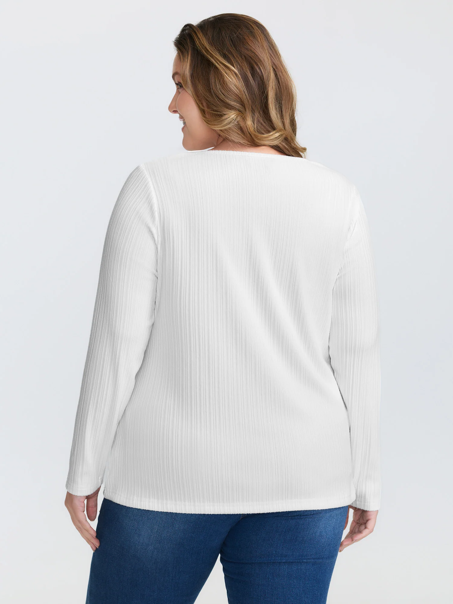 Super Stretchy Ribbed Asymmetrical Neck T-Shirt - Image 26