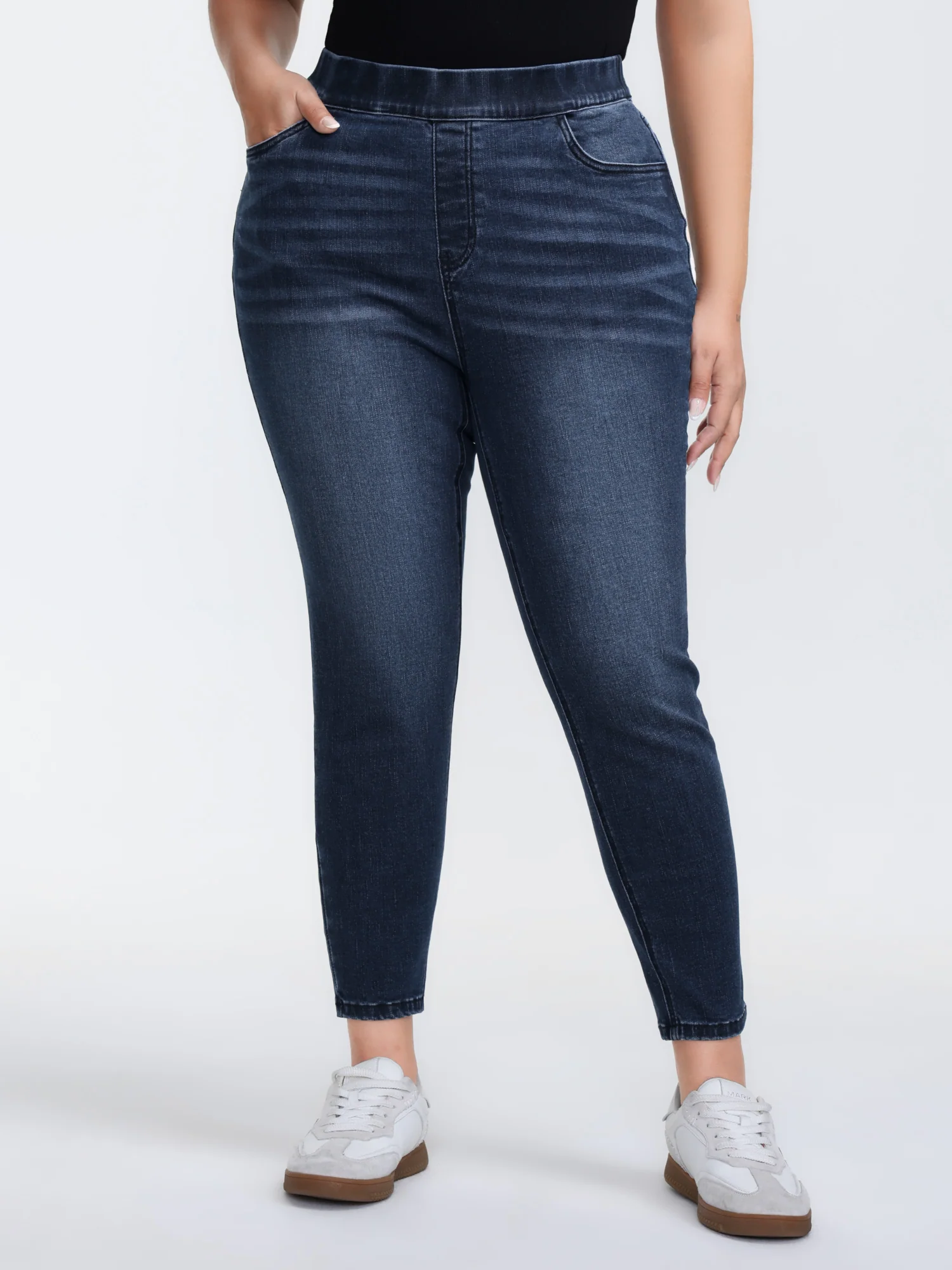 Super Stretchy Pull-On Cropped Skinny-Fit Jeans - Image 2