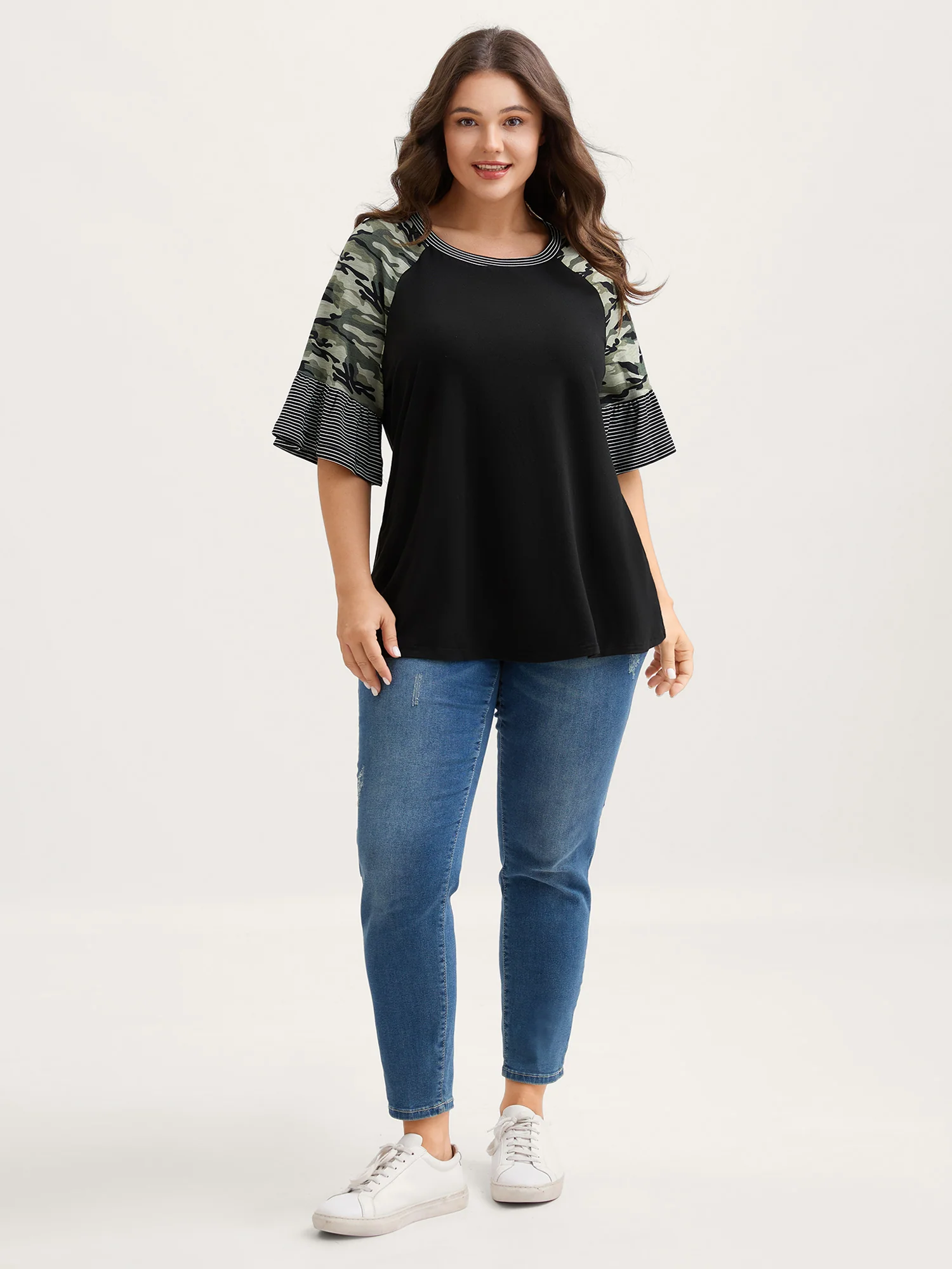 Supersof Camouflage Sleeve Contrast T-Shirt - Image 3