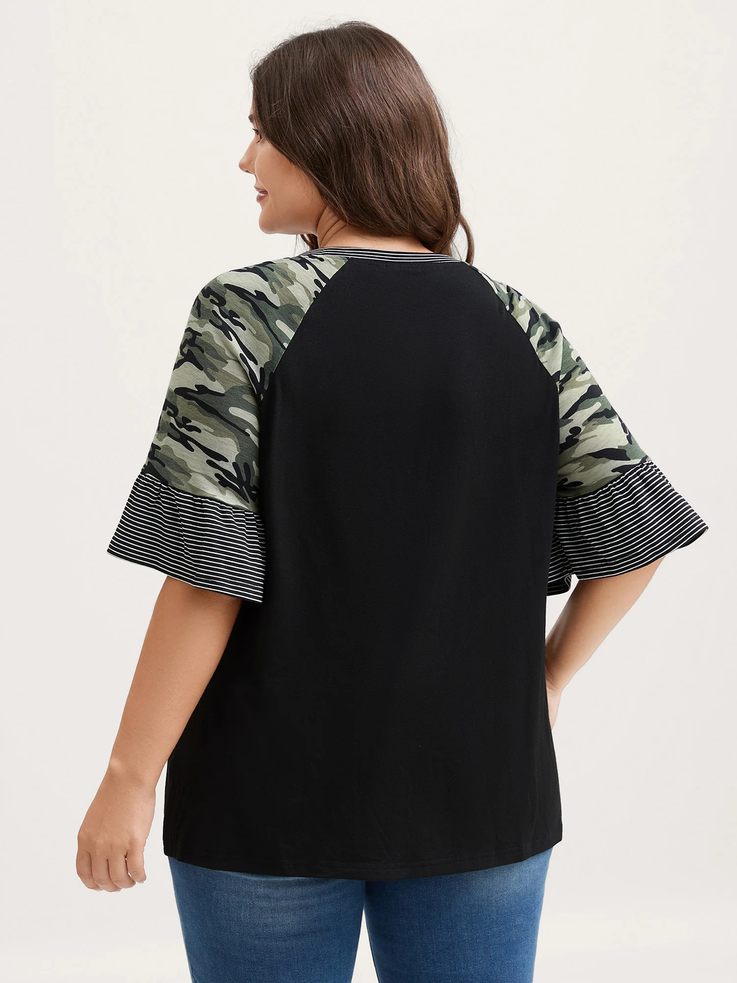 Supersof Camouflage Sleeve Contrast T-Shirt - Image 4