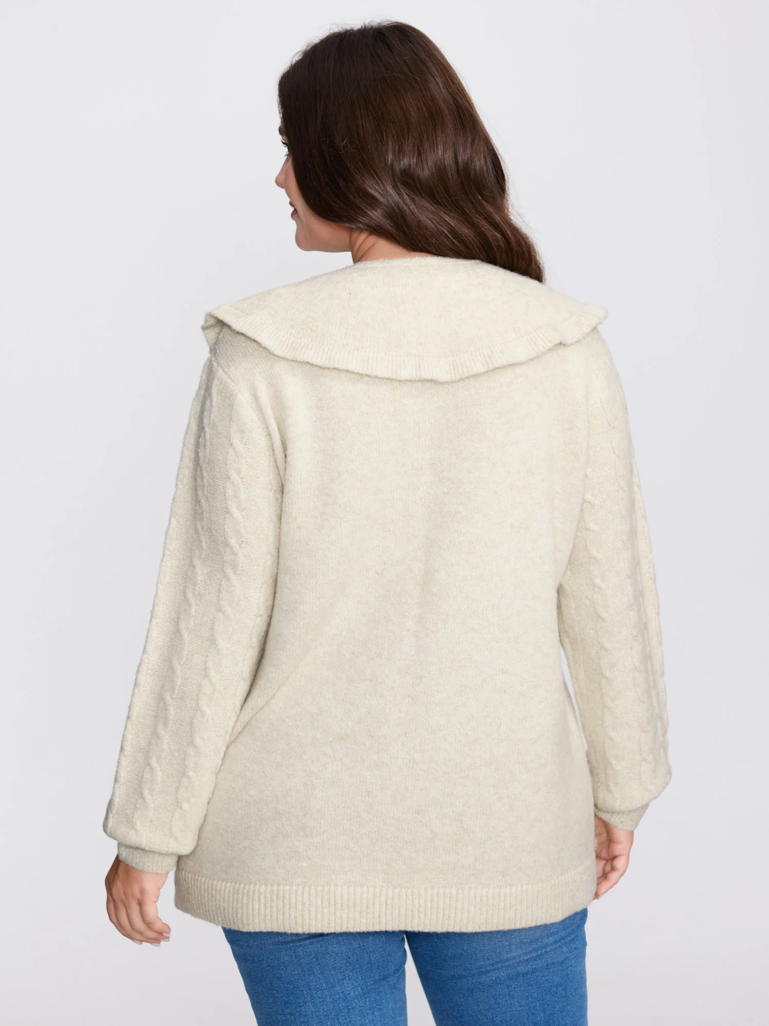 Supersoft 2-in-1 Cable Knit Shawl-Tie Pullover - Image 5