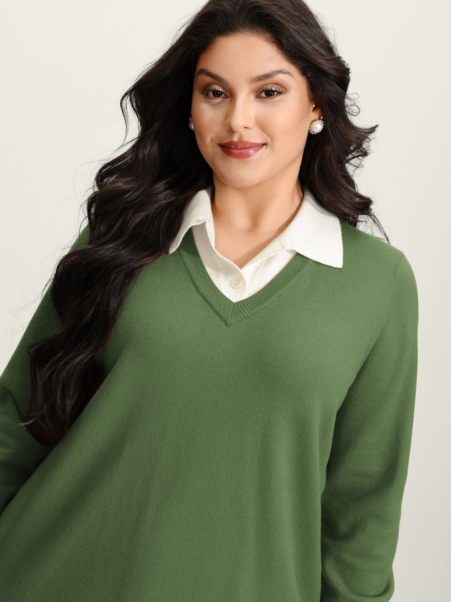 Supersoft 2-in-1 Polo Collar Color Contrast Pullover - Image 12