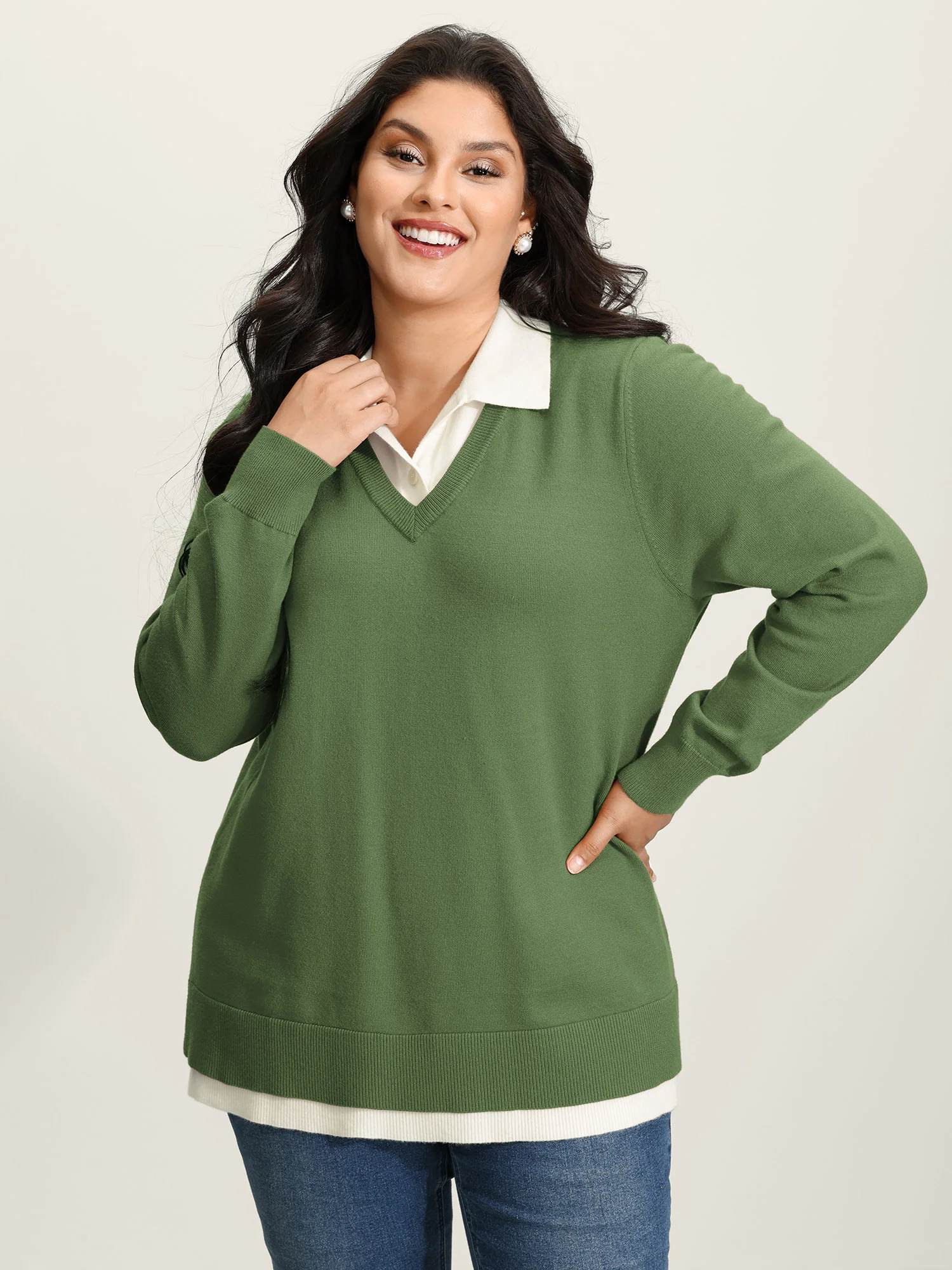Supersoft 2-in-1 Polo Collar Color Contrast Pullover - Image 13