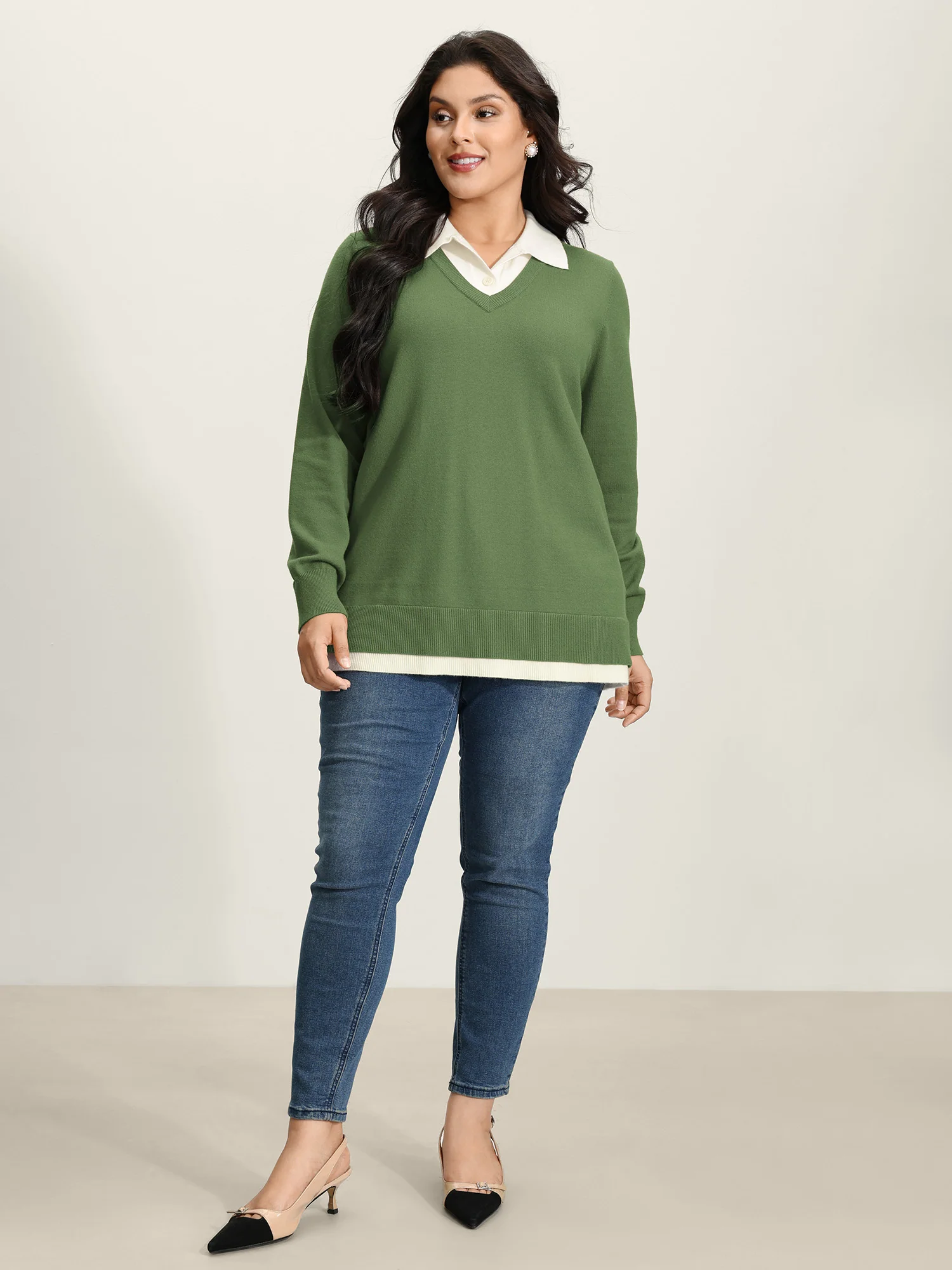 Supersoft 2-in-1 Polo Collar Color Contrast Pullover - Image 14