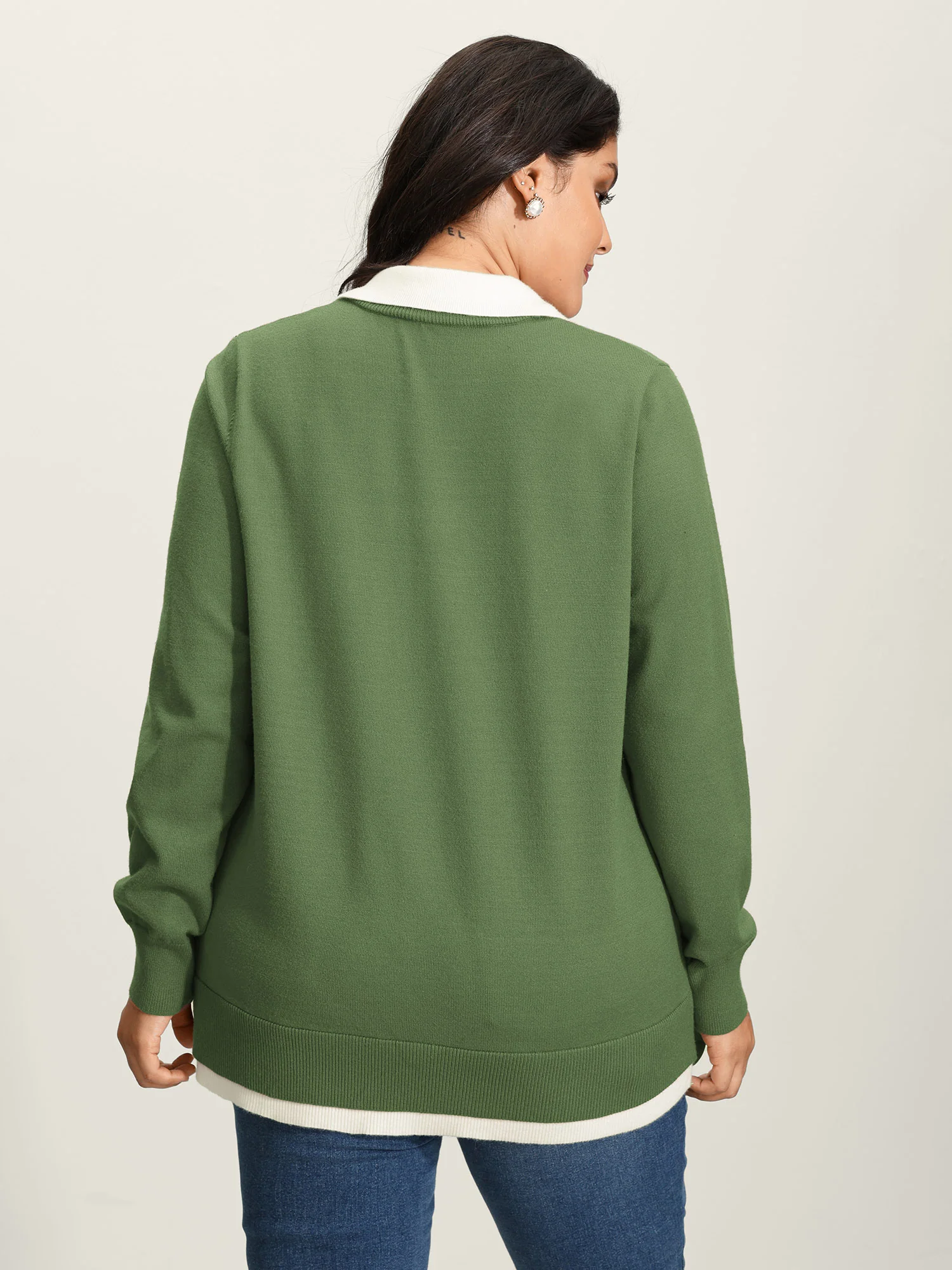 Supersoft 2-in-1 Polo Collar Color Contrast Pullover - Image 15