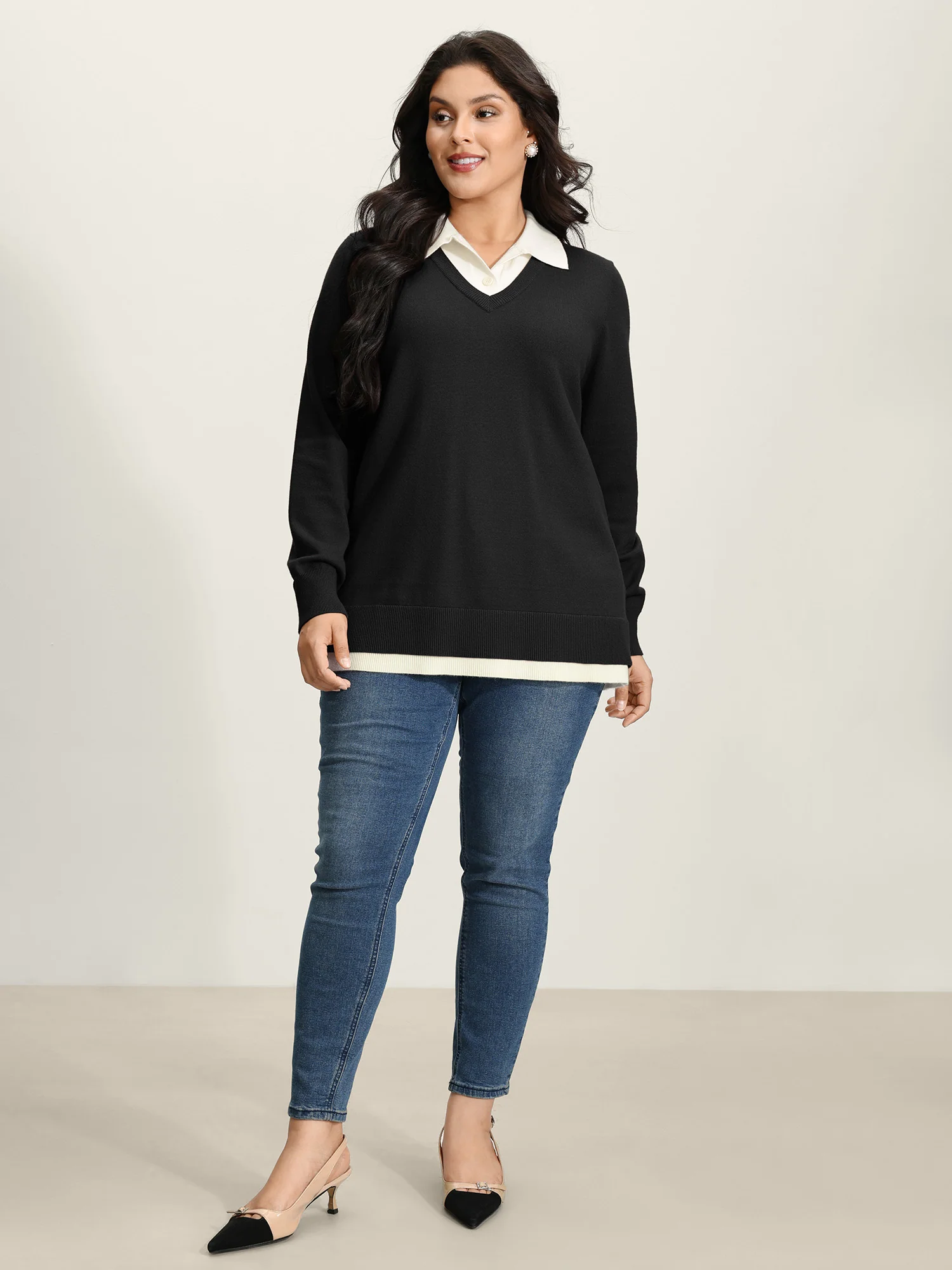 Supersoft 2-in-1 Polo Collar Color Contrast Pullover - Image 3
