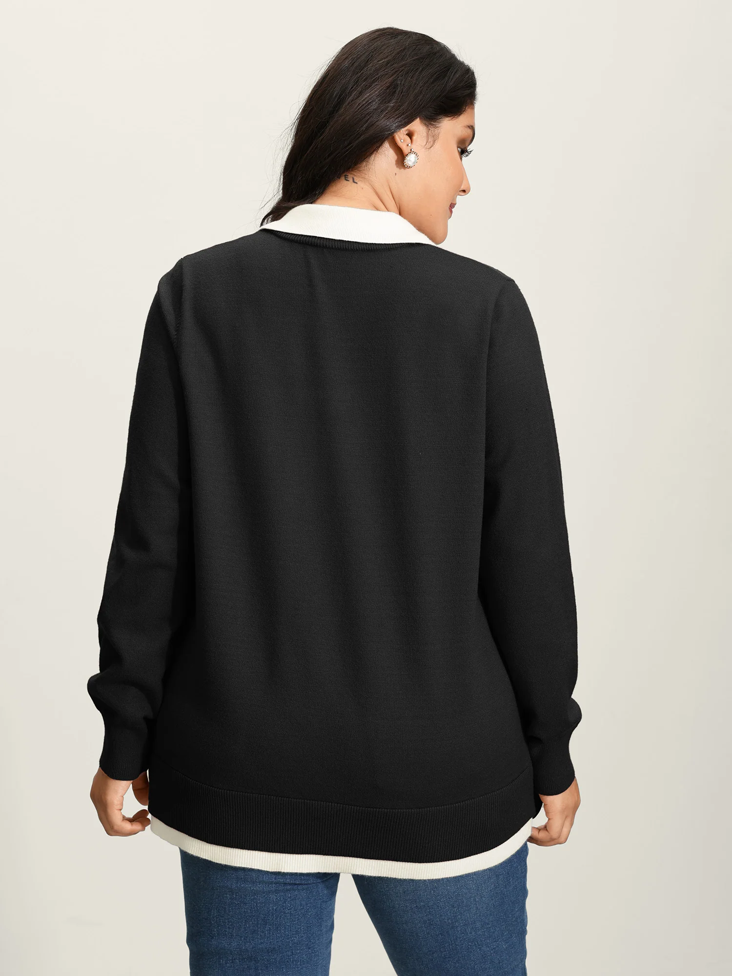 Supersoft 2-in-1 Polo Collar Color Contrast Pullover - Image 4