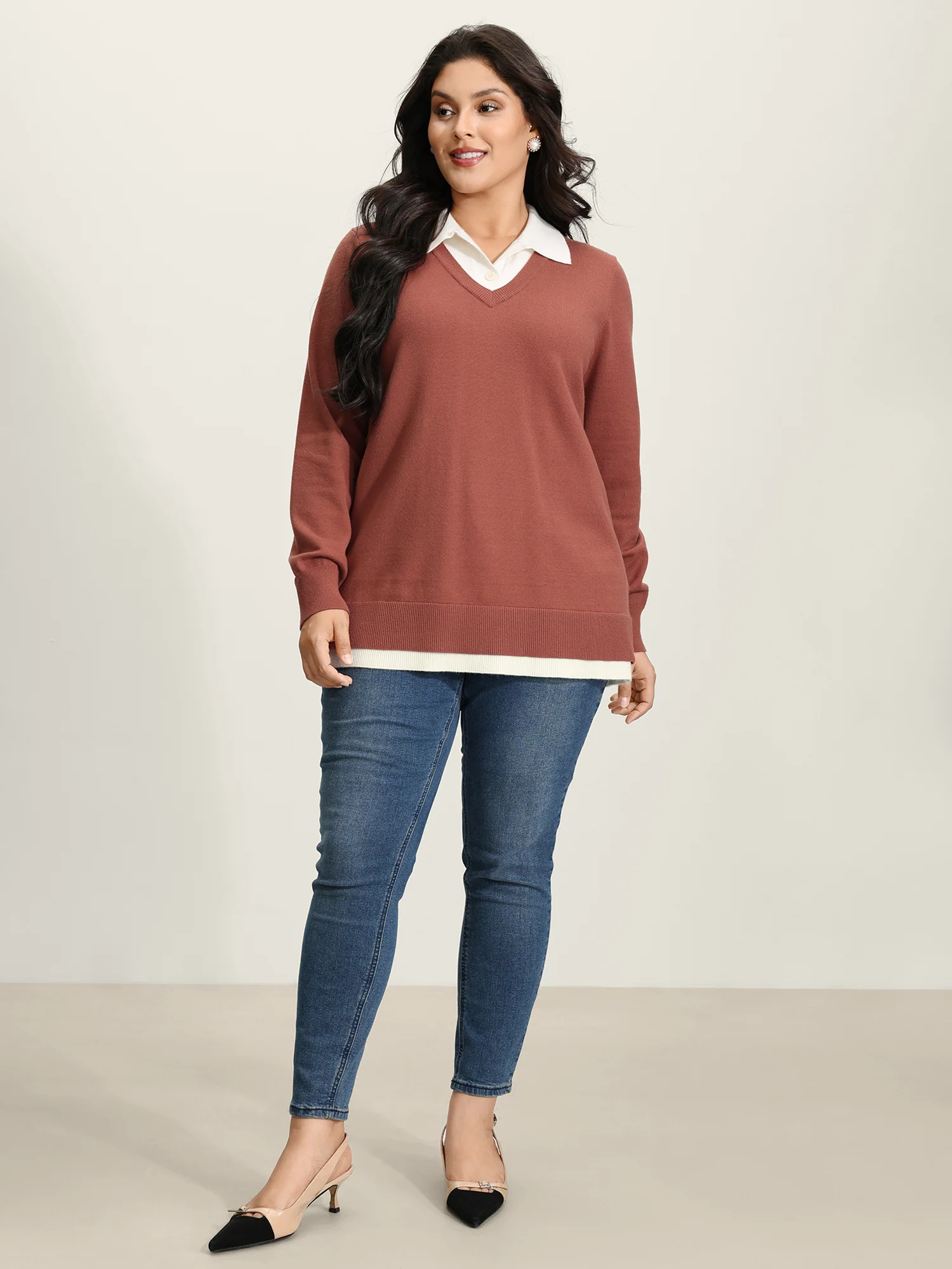 Supersoft 2-in-1 Polo Collar Color Contrast Pullover - Image 7