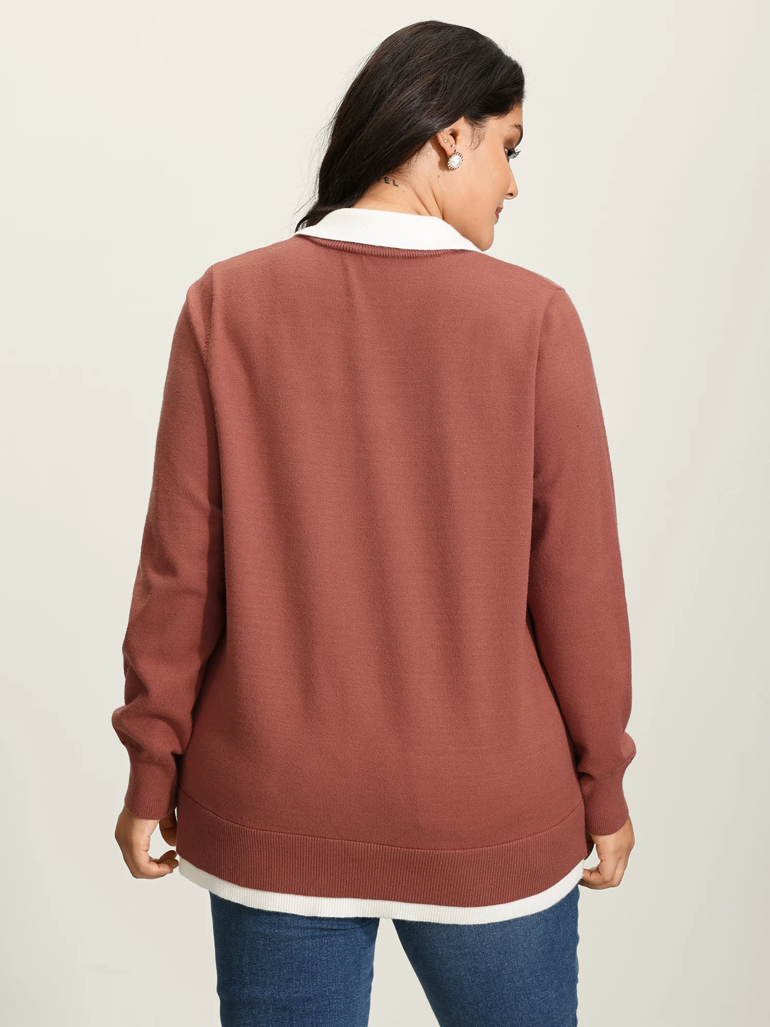 Supersoft 2-in-1 Polo Collar Color Contrast Pullover - Image 8