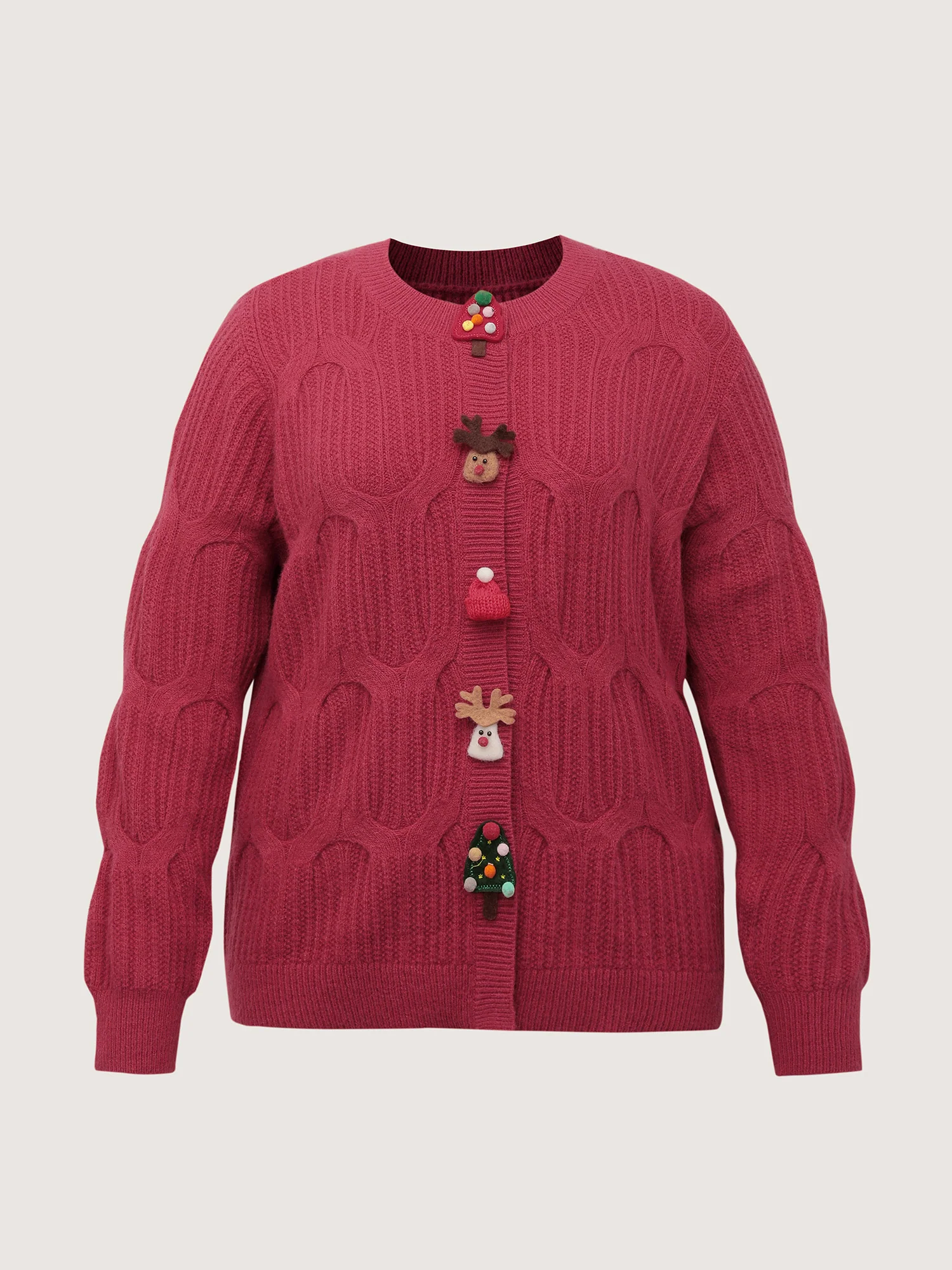 Supersoft 3D Button Cozy Holiday Knit Cardigan - Image 9