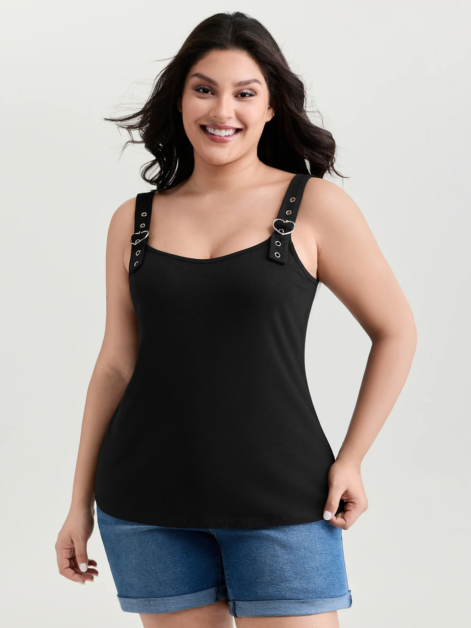 Supersoft Adjustable Shoulder Strap Plain Tank Top - Image 2