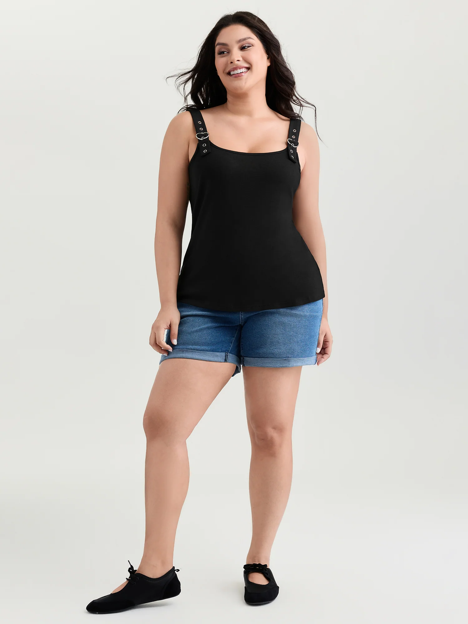 Supersoft Adjustable Shoulder Strap Plain Tank Top - Image 3