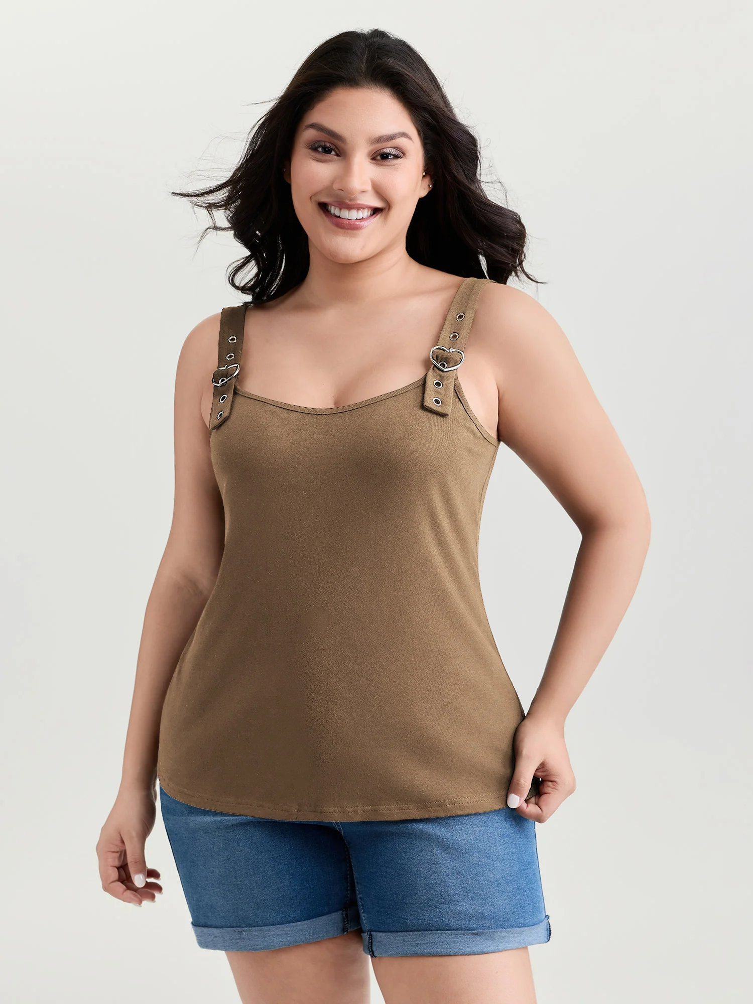 Supersoft Adjustable Shoulder Strap Plain Tank Top - Image 8