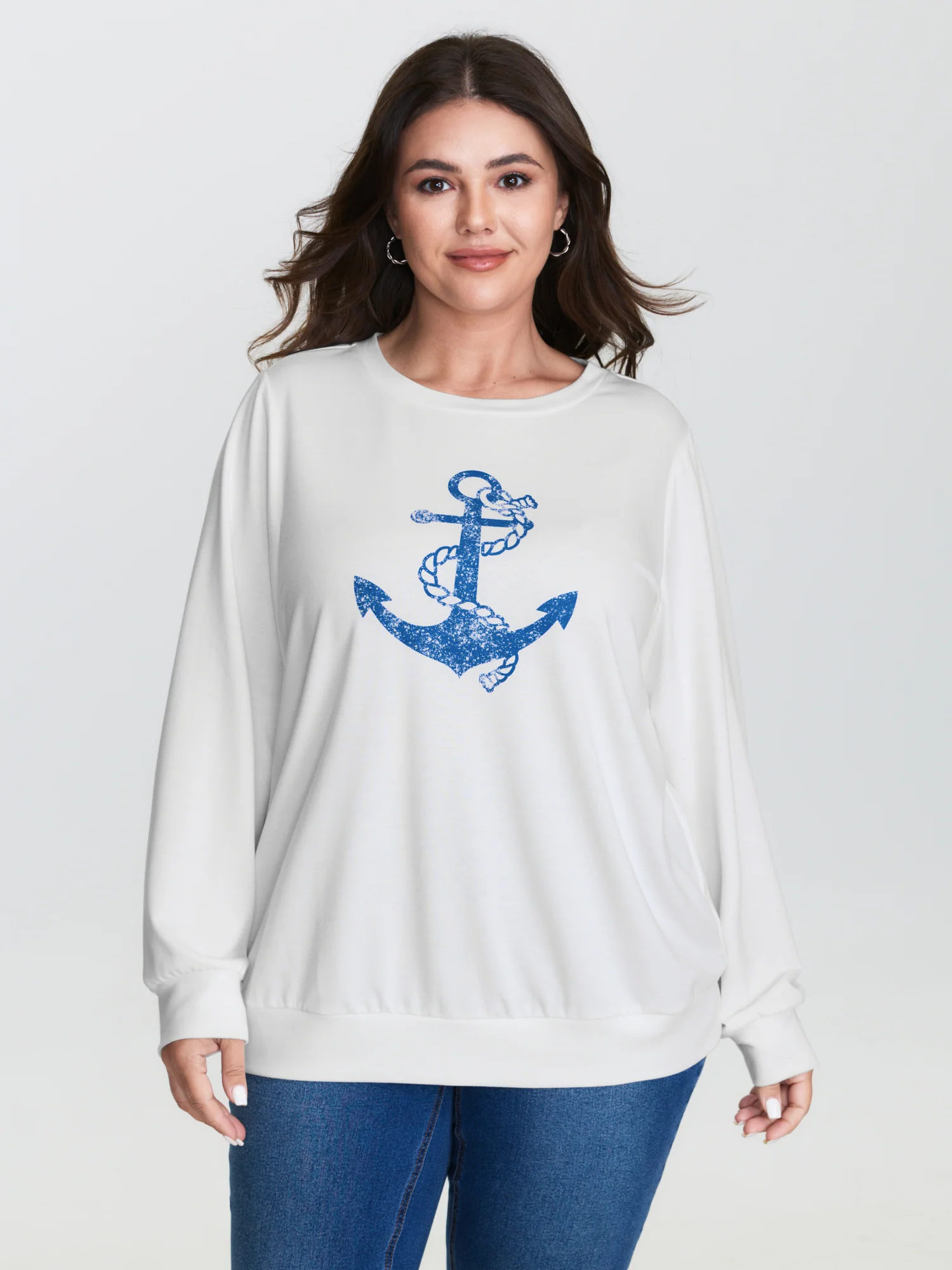 Supersoft Anchor Motif Drop Shoulder Sweatshirt - Image 2