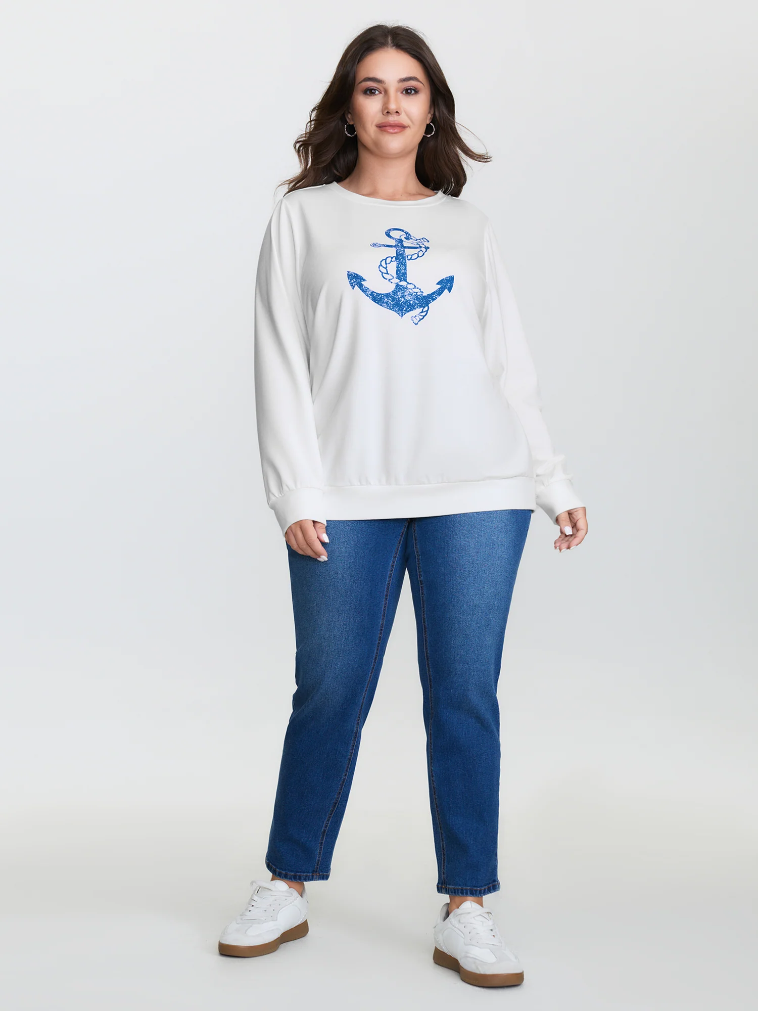 Supersoft Anchor Motif Drop Shoulder Sweatshirt - Image 3