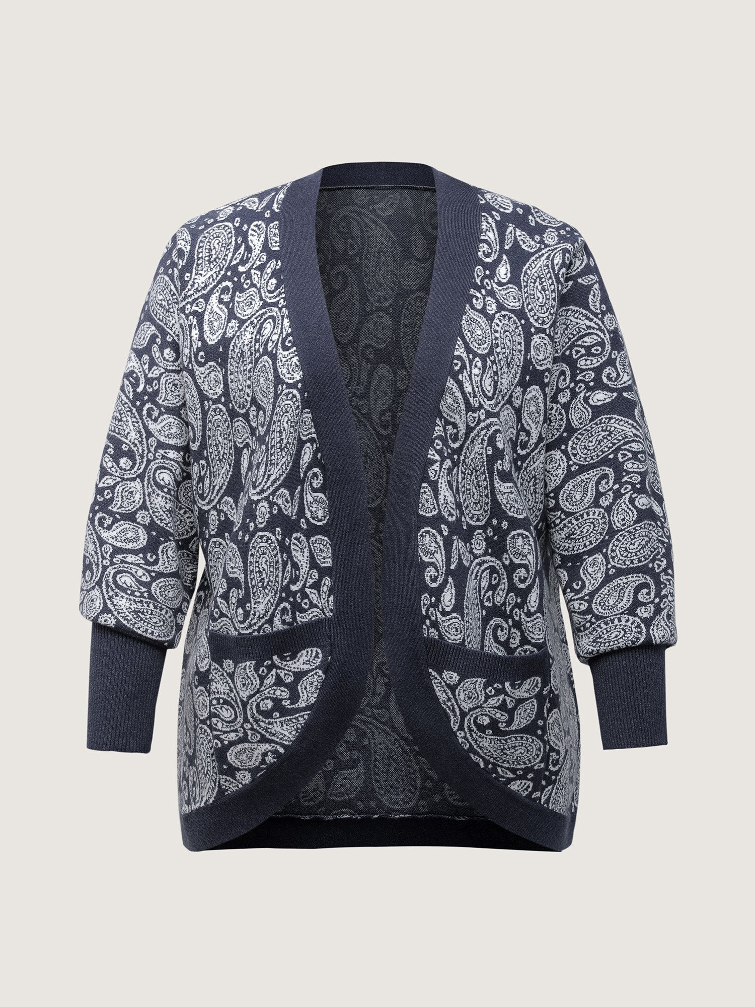 Supersoft Arc Hem Paisley Print Pocket Knit Cardigan - Image 8