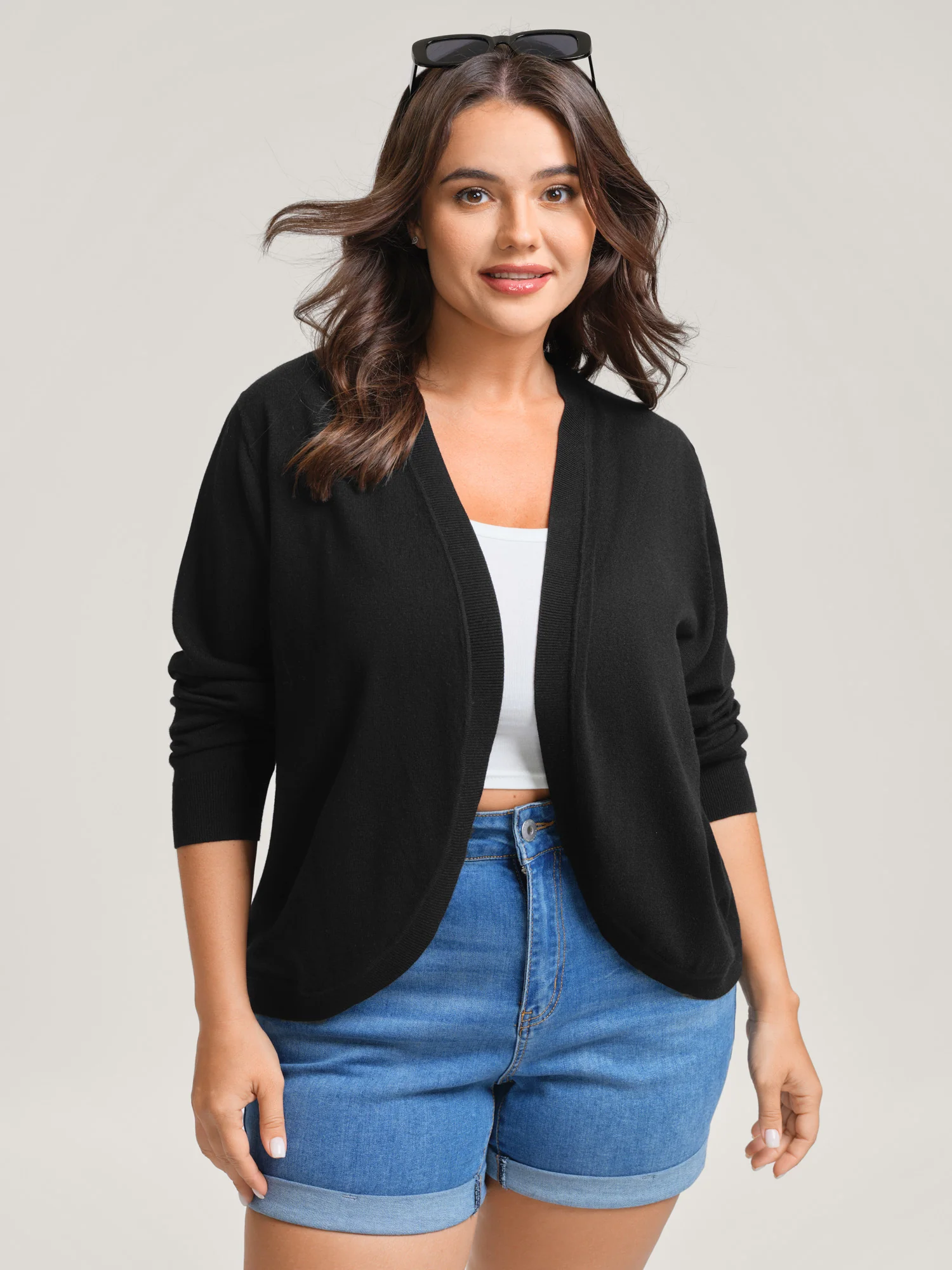 Supersoft Arc Swing Front-Open Lightweight Cardigan - Image 2