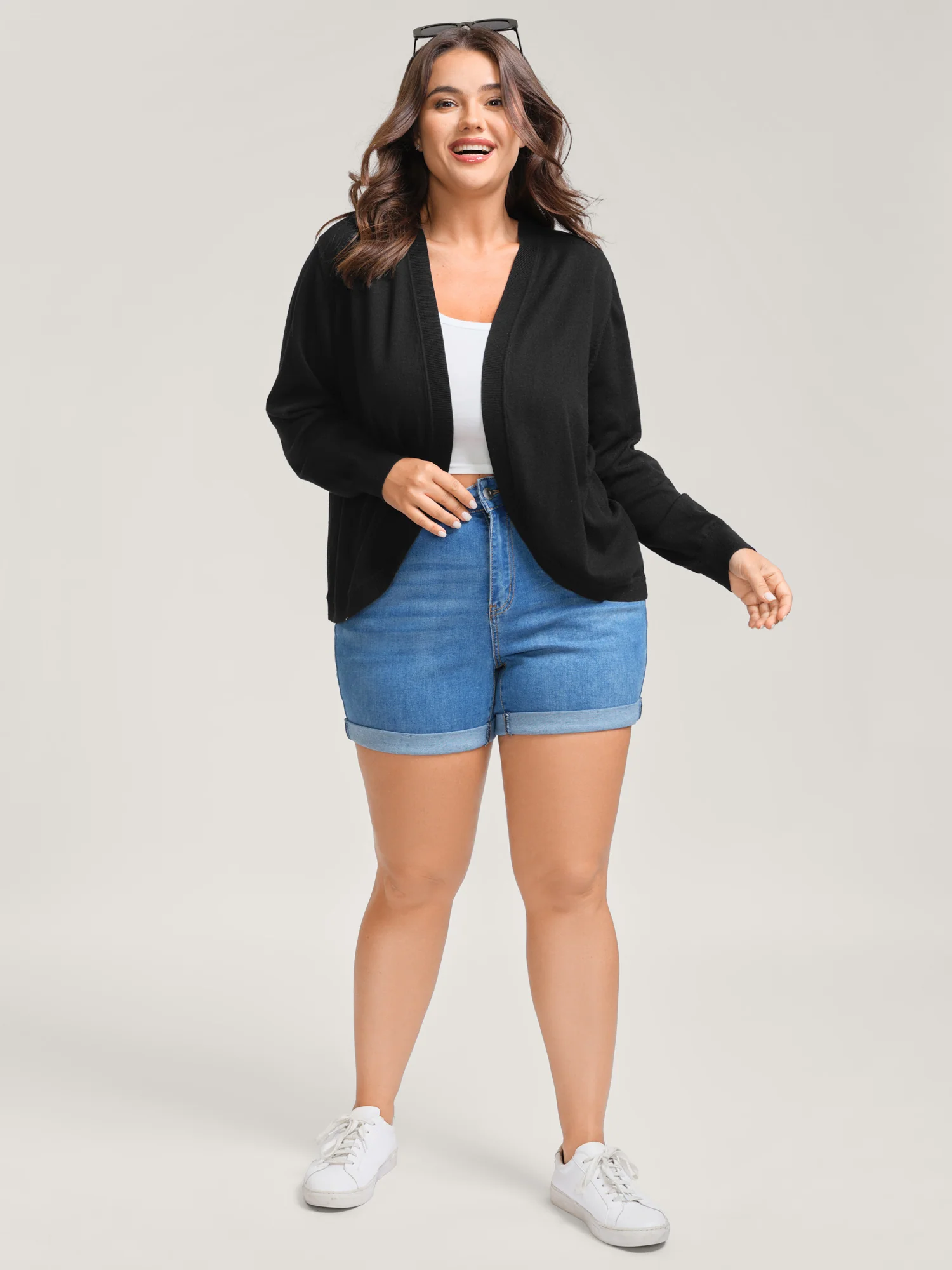 Supersoft Arc Swing Front-Open Lightweight Cardigan - Image 3