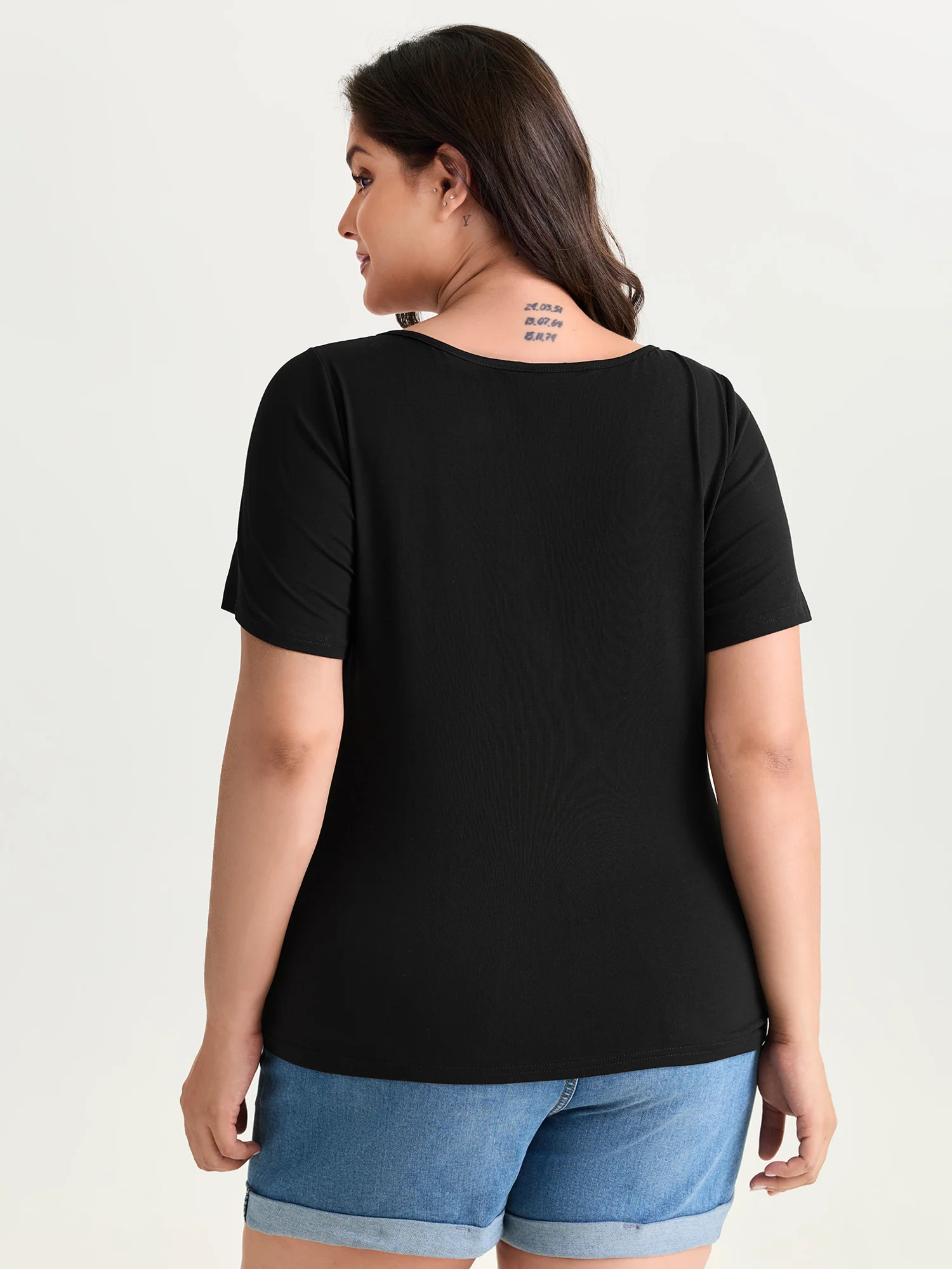 Supersoft Asymmetrical Neckline Fitted T-Shirt - Image 4