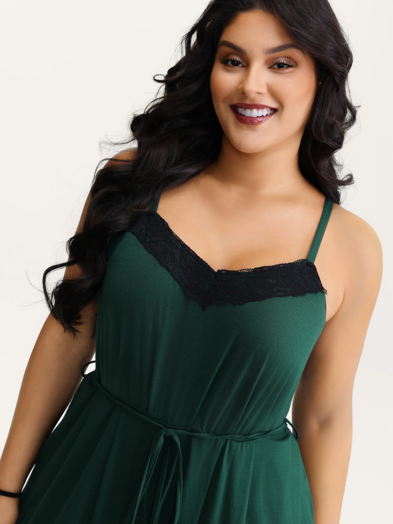 Supersoft Backless Crosstie Asymmetrical Hem Lace Jumpsuit - Image 2