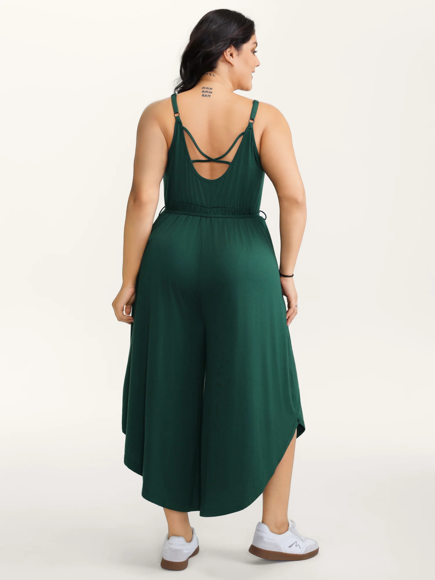 Supersoft Backless Crosstie Asymmetrical Hem Lace Jumpsuit - Image 4
