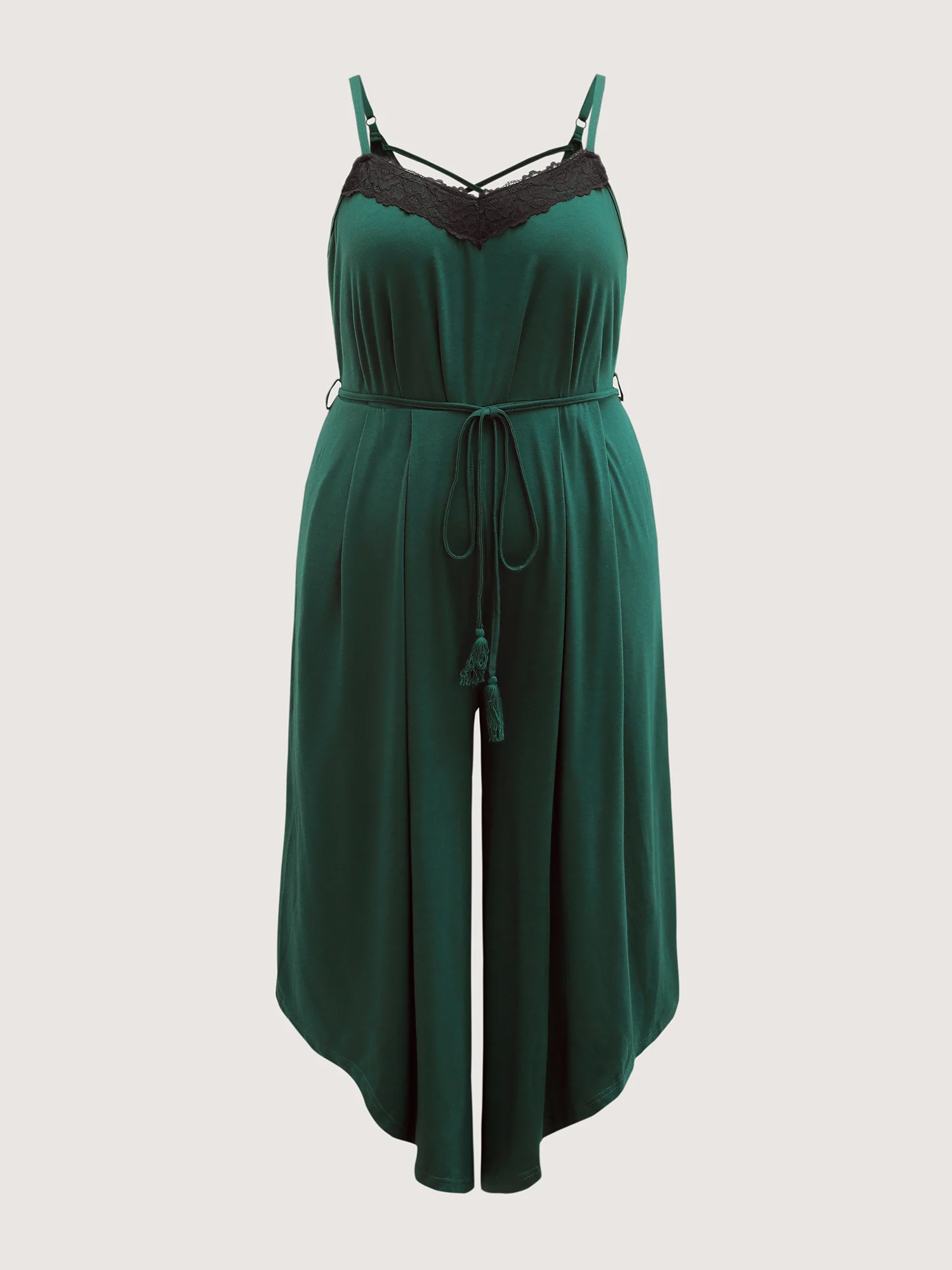 Supersoft Backless Crosstie Asymmetrical Hem Lace Jumpsuit - Image 7