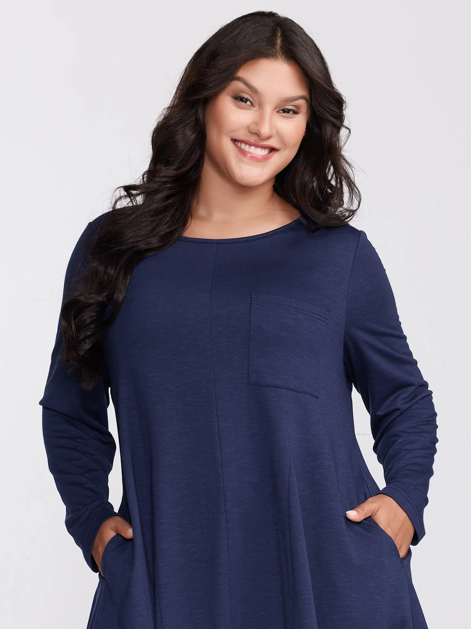 Supersoft Bamboo Textured Waist-Defining Midi Dress - Image 2