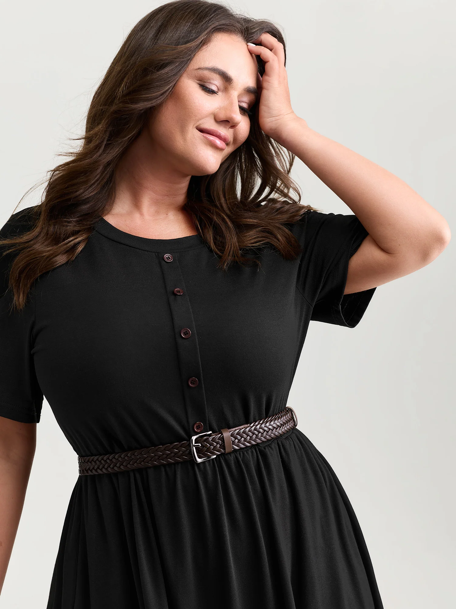 Supersoft Belt Detail Button Midi Dress - Image 2