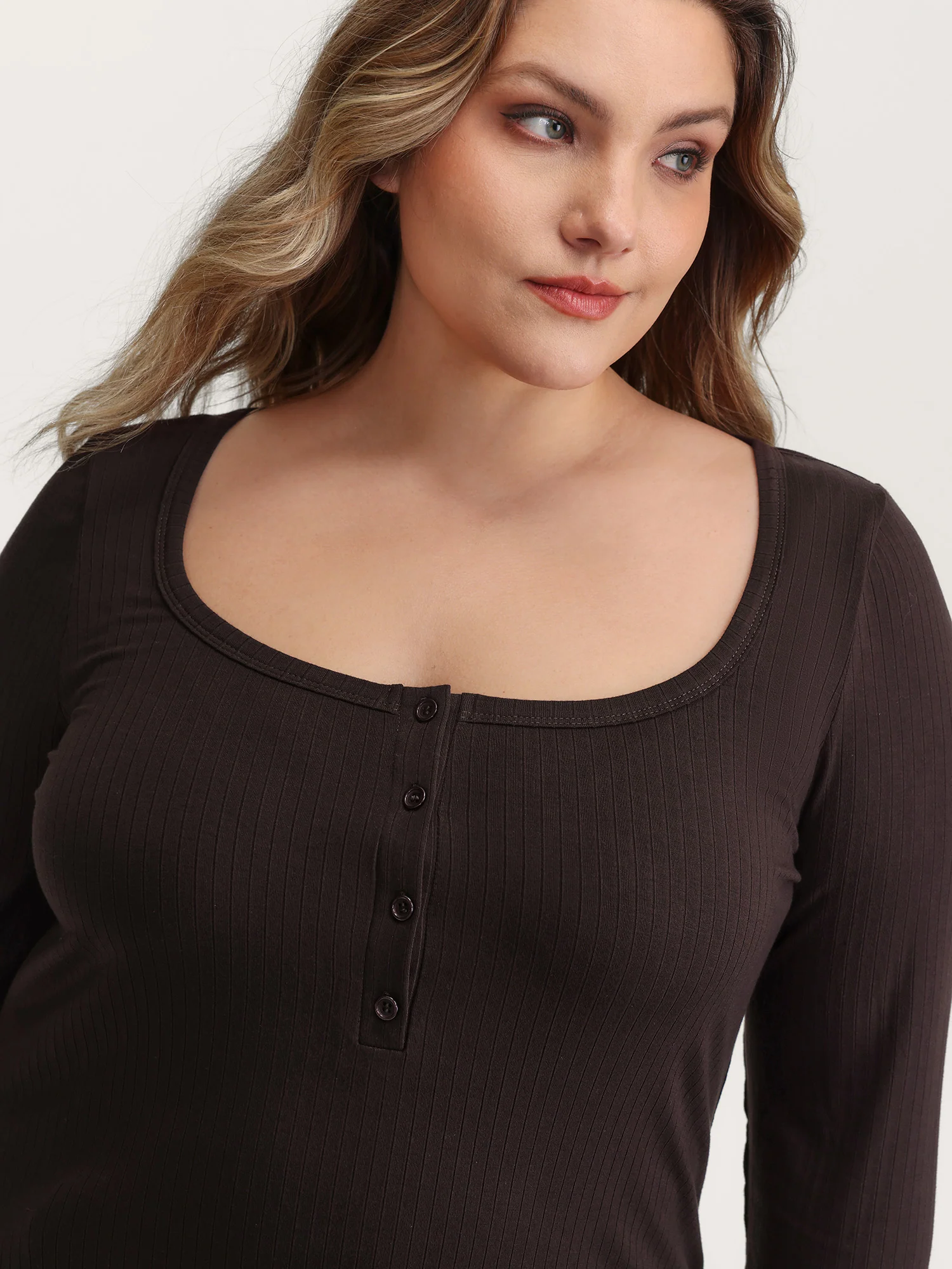 Supersoft Bodycon Fit Half-Placket T-Shirt - Image 2