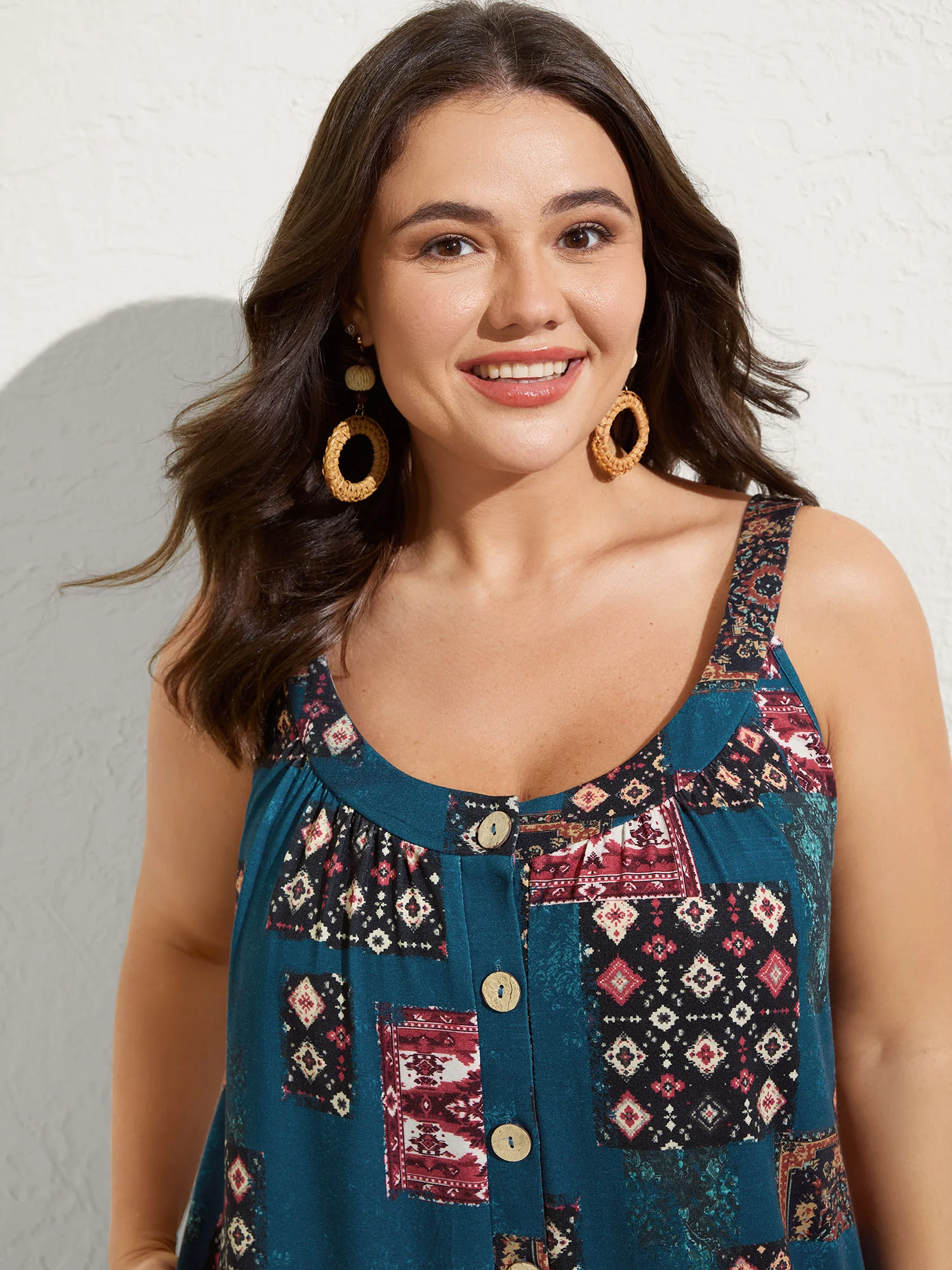 Supersoft Boho Collage Placket Pocket Jumpsuit - Image 3