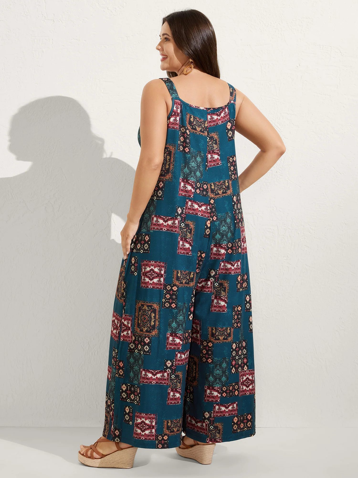 Supersoft Boho Collage Placket Pocket Jumpsuit - Image 4