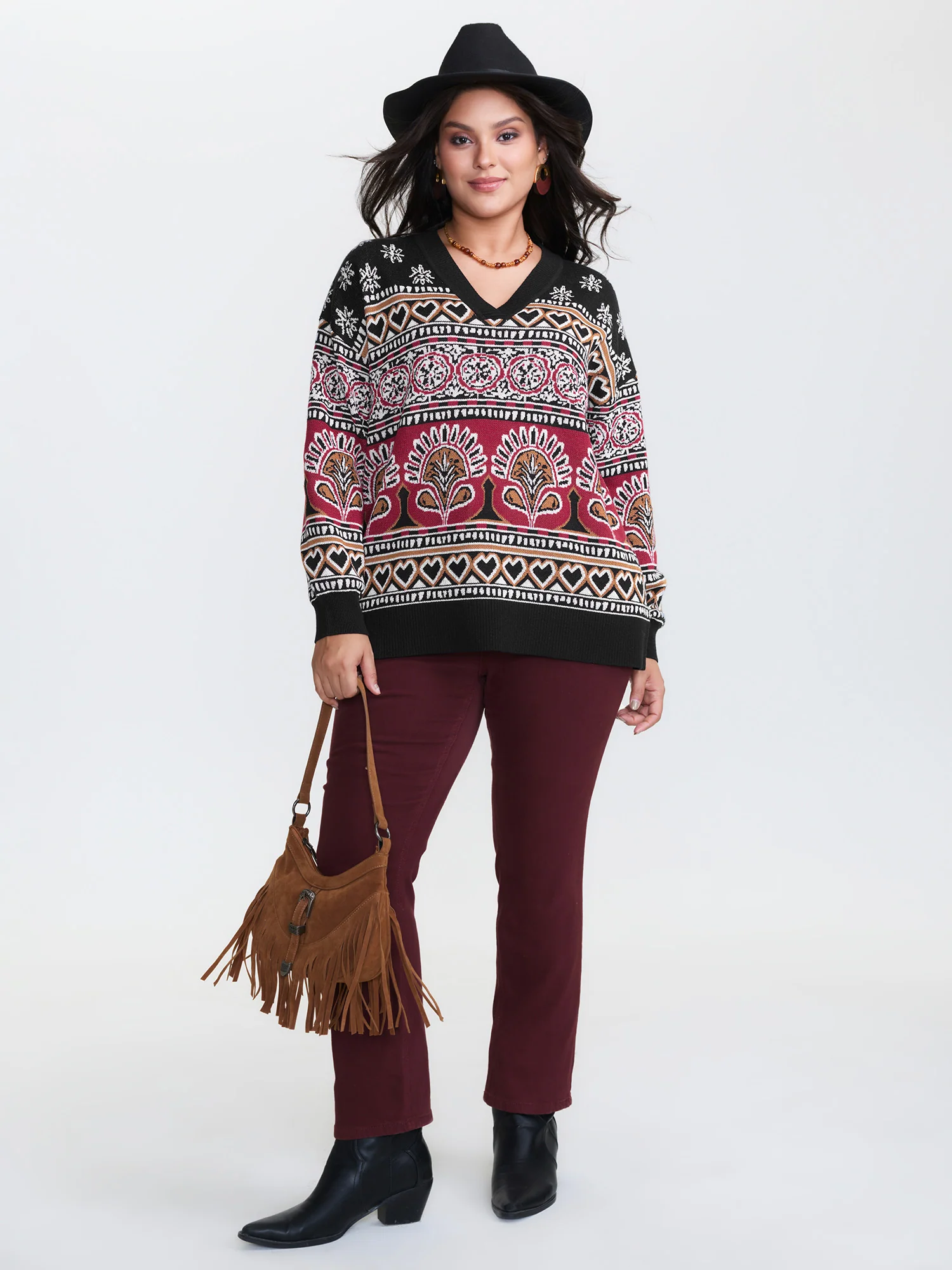 Supersoft Boho Pattern Jacquard Pullover - Image 2