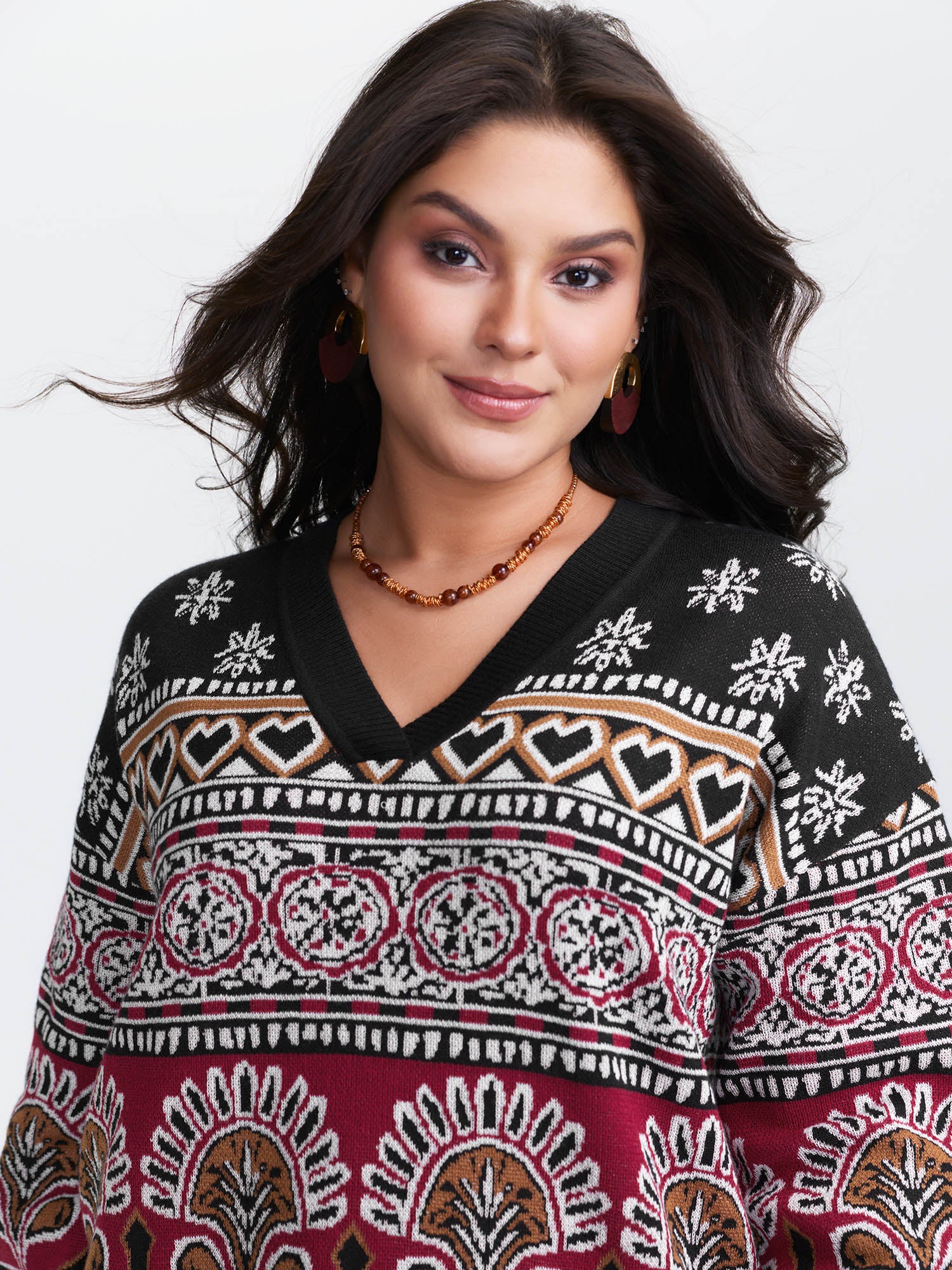Supersoft Boho Pattern Jacquard Pullover - Image 3