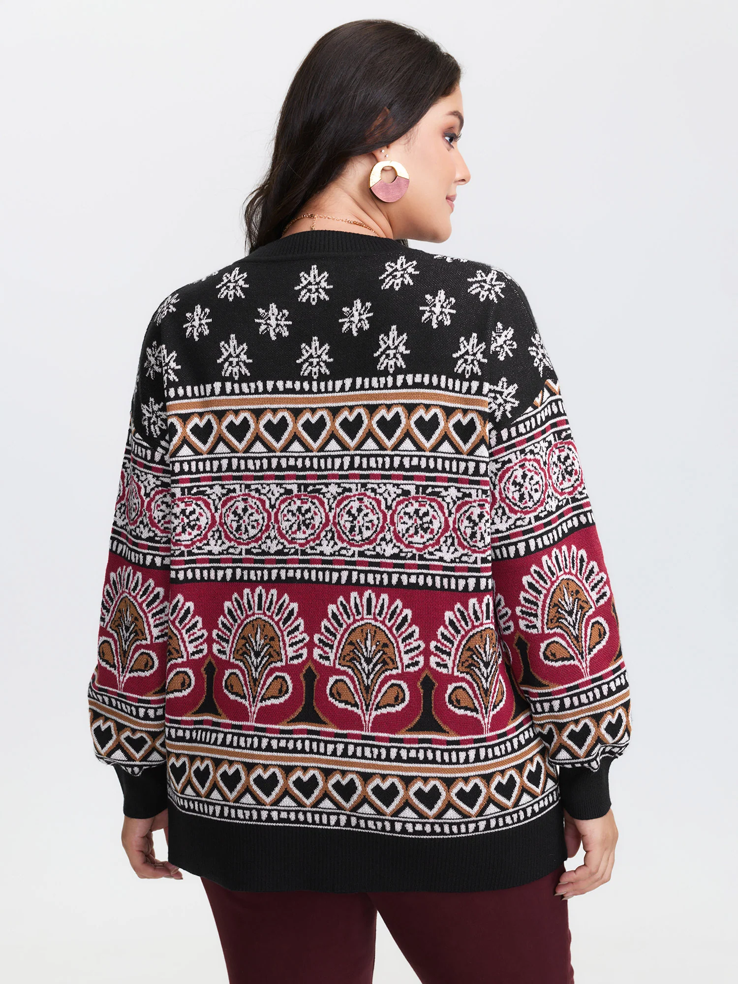 Supersoft Boho Pattern Jacquard Pullover - Image 4