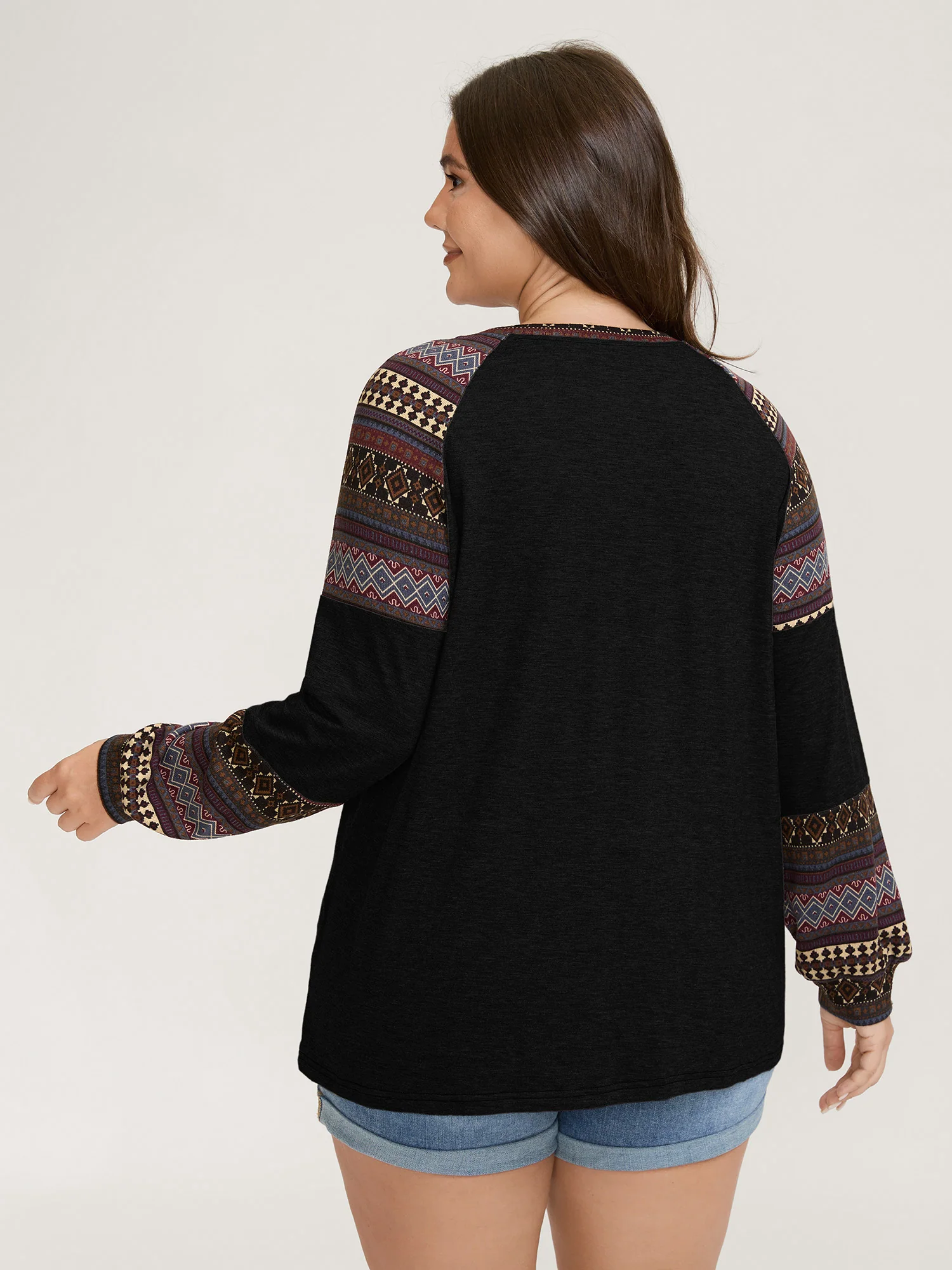 Supersoft Boho Stripes Spliced T-Shirt - Image 15