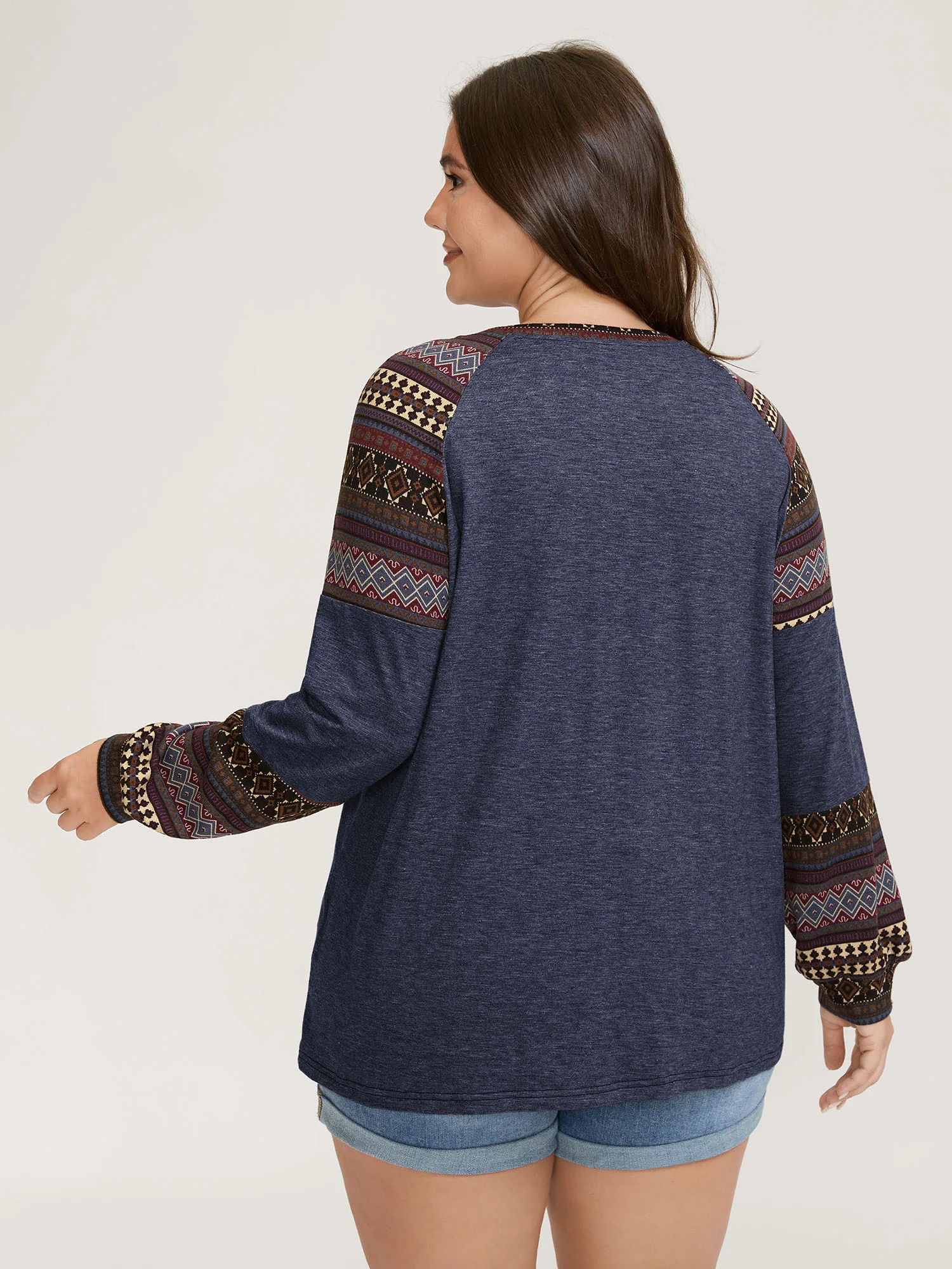 Supersoft Boho Stripes Spliced T-Shirt - Image 19