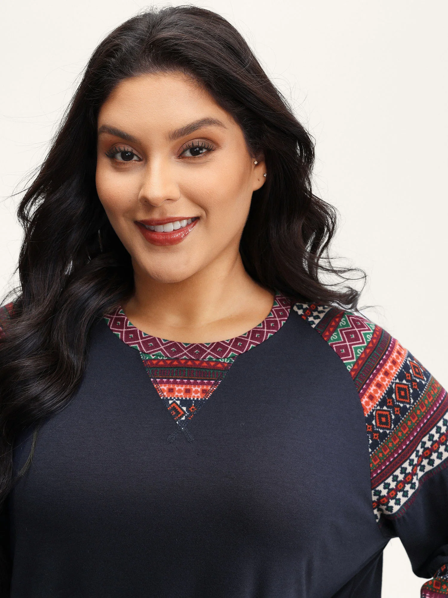 Supersoft Boho Stripes Spliced T-Shirt - Image 21