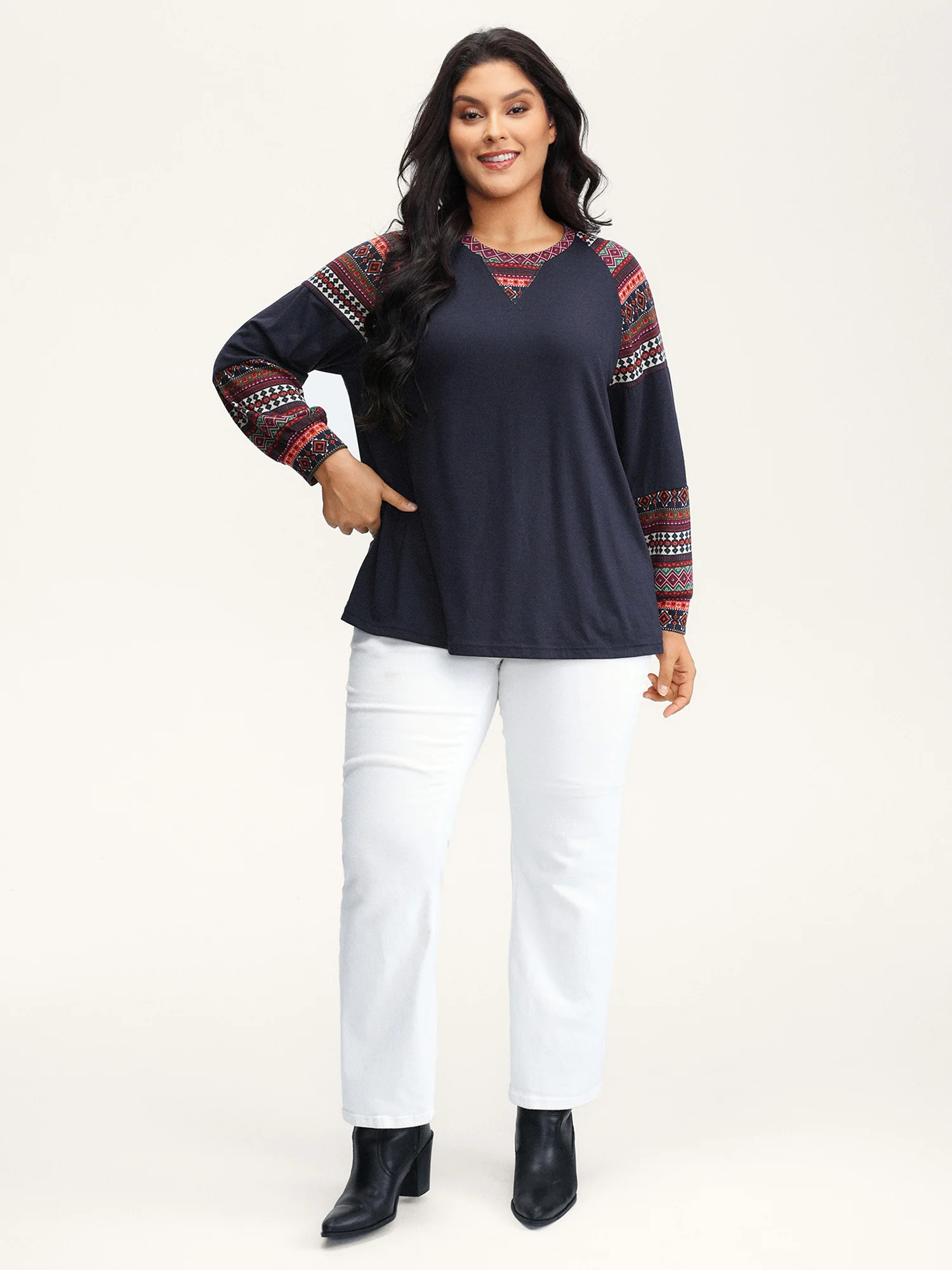 Supersoft Boho Stripes Spliced T-Shirt - Image 22
