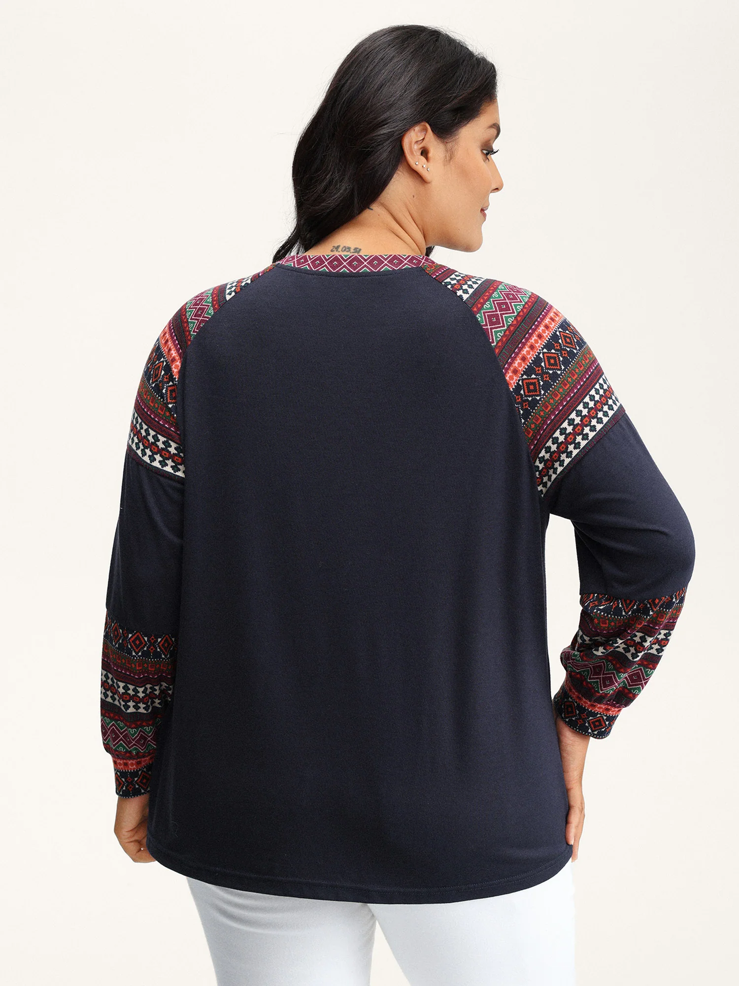 Supersoft Boho Stripes Spliced T-Shirt - Image 23