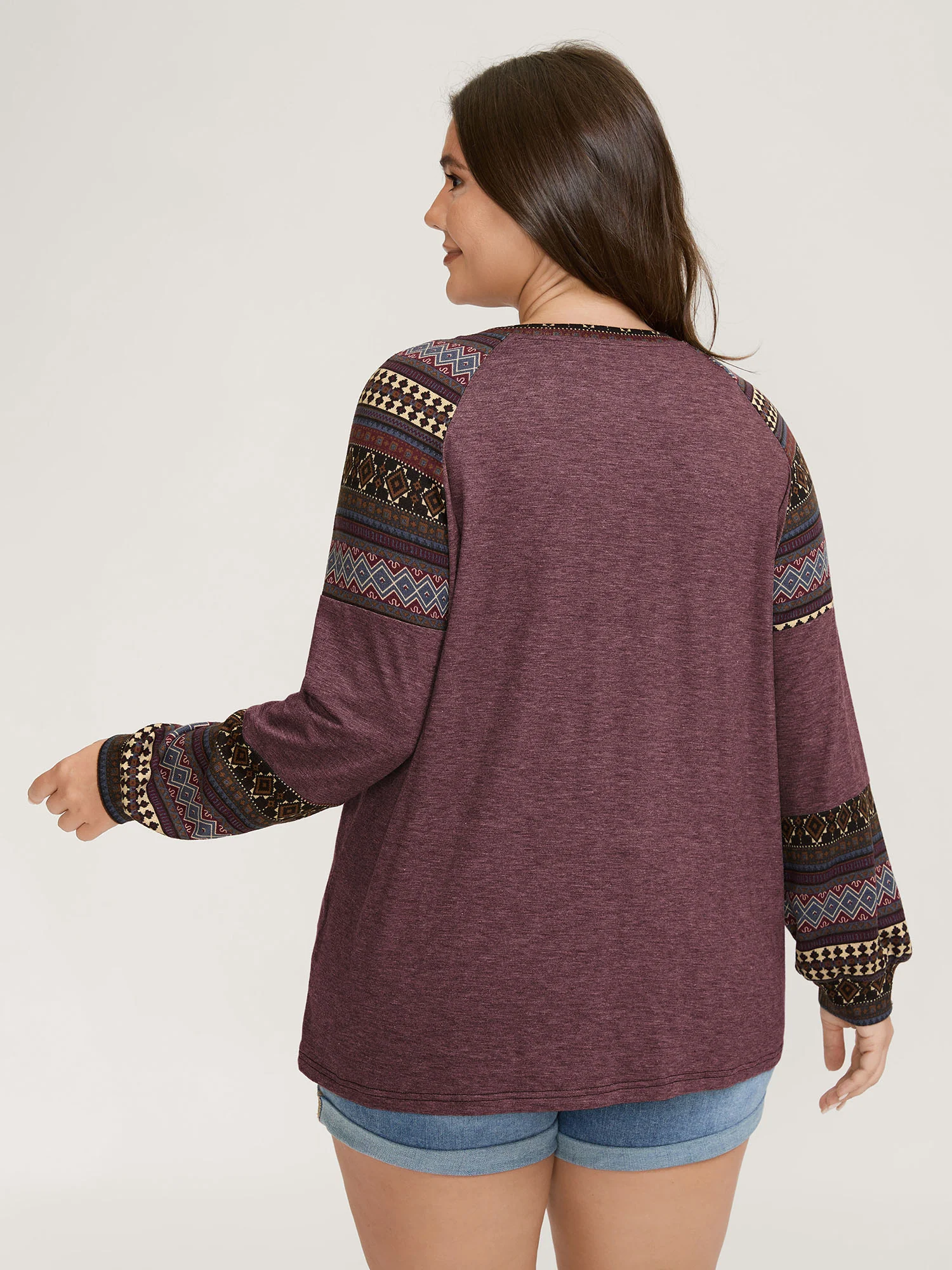 Supersoft Boho Stripes Spliced T-Shirt - Image 4