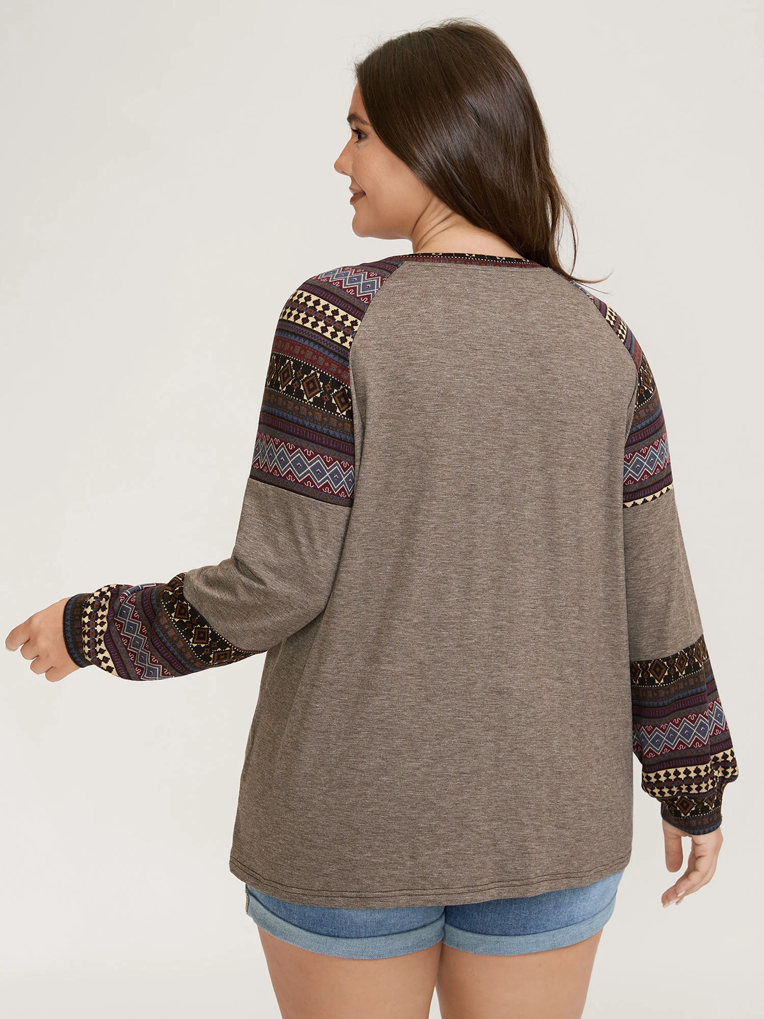 Supersoft Boho Stripes Spliced T-Shirt - Image 8