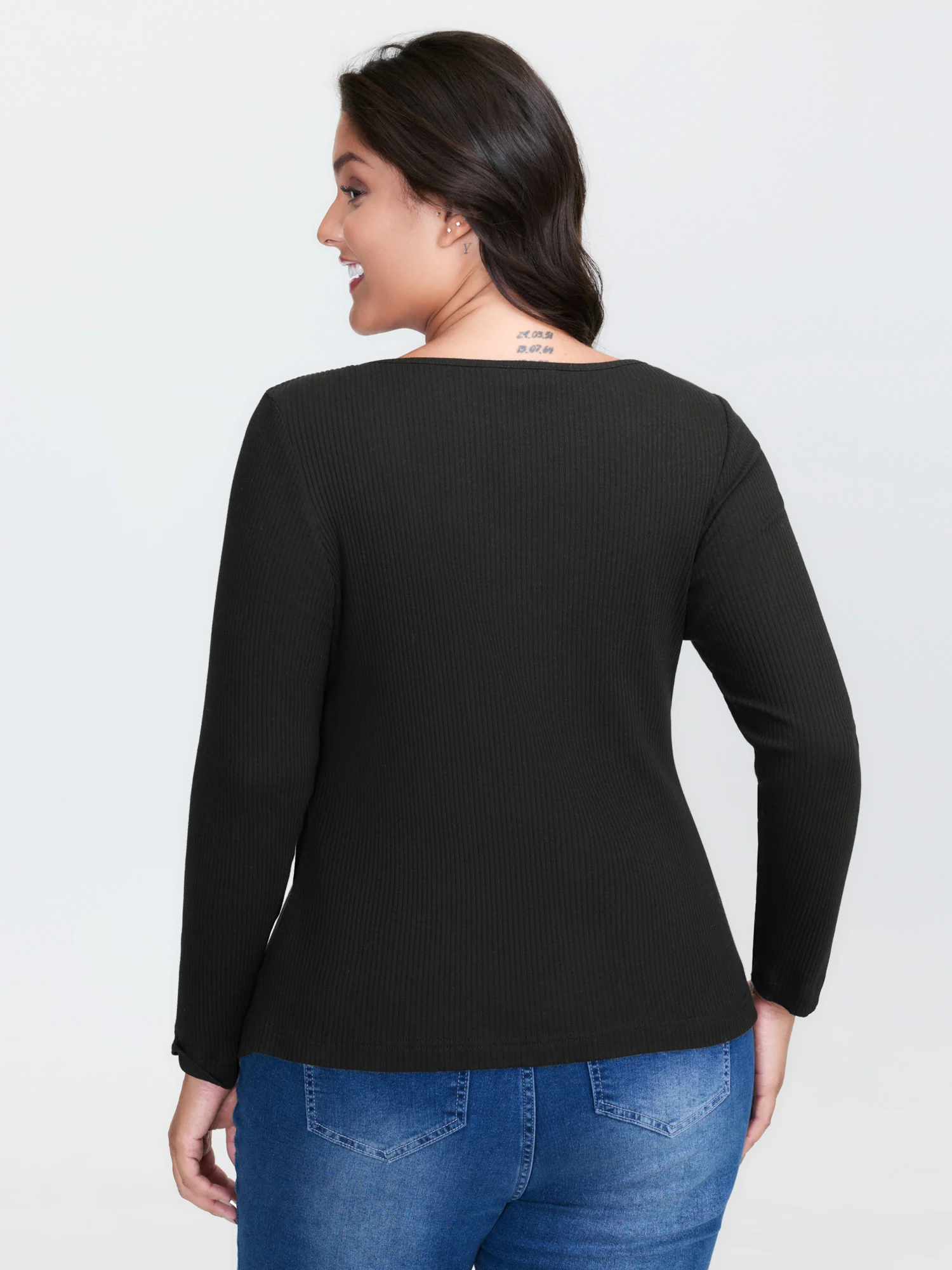 Supersoft Bow Tie Detail Ribbed Knit Top - Image 4