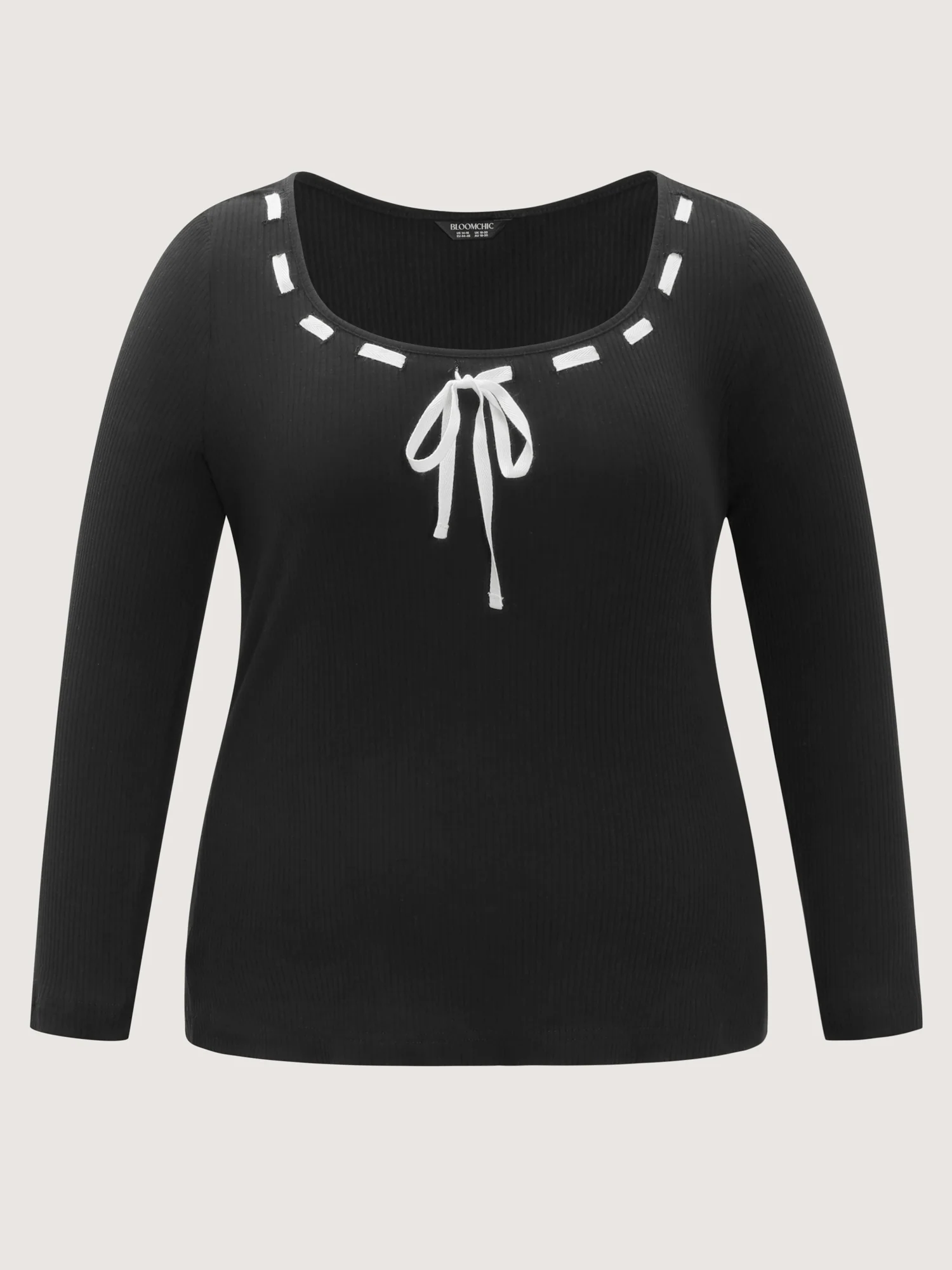 Supersoft Bow Tie Detail Ribbed Knit Top - Image 7