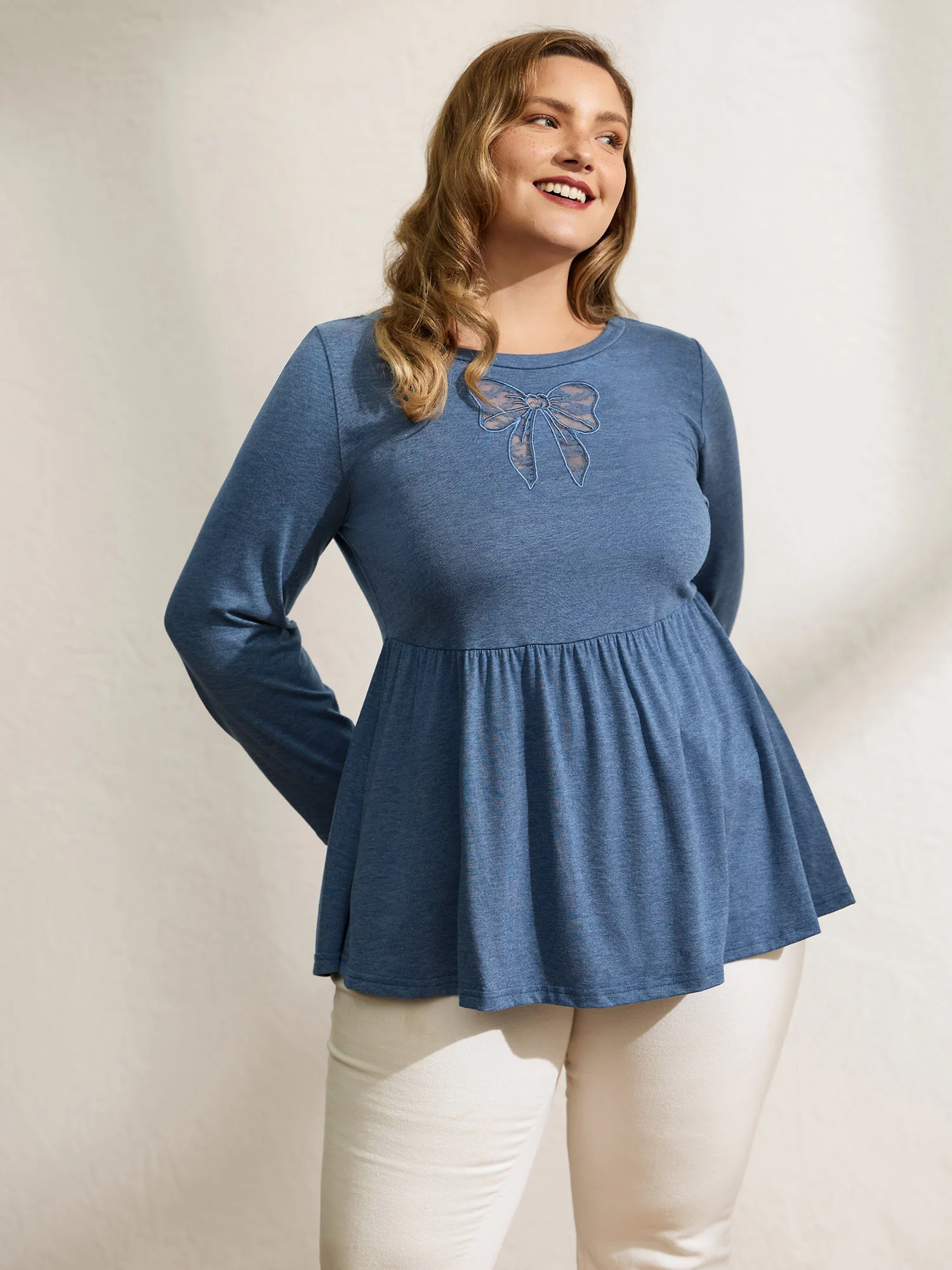 Supersoft Bowknot Cut-Out Knit Top