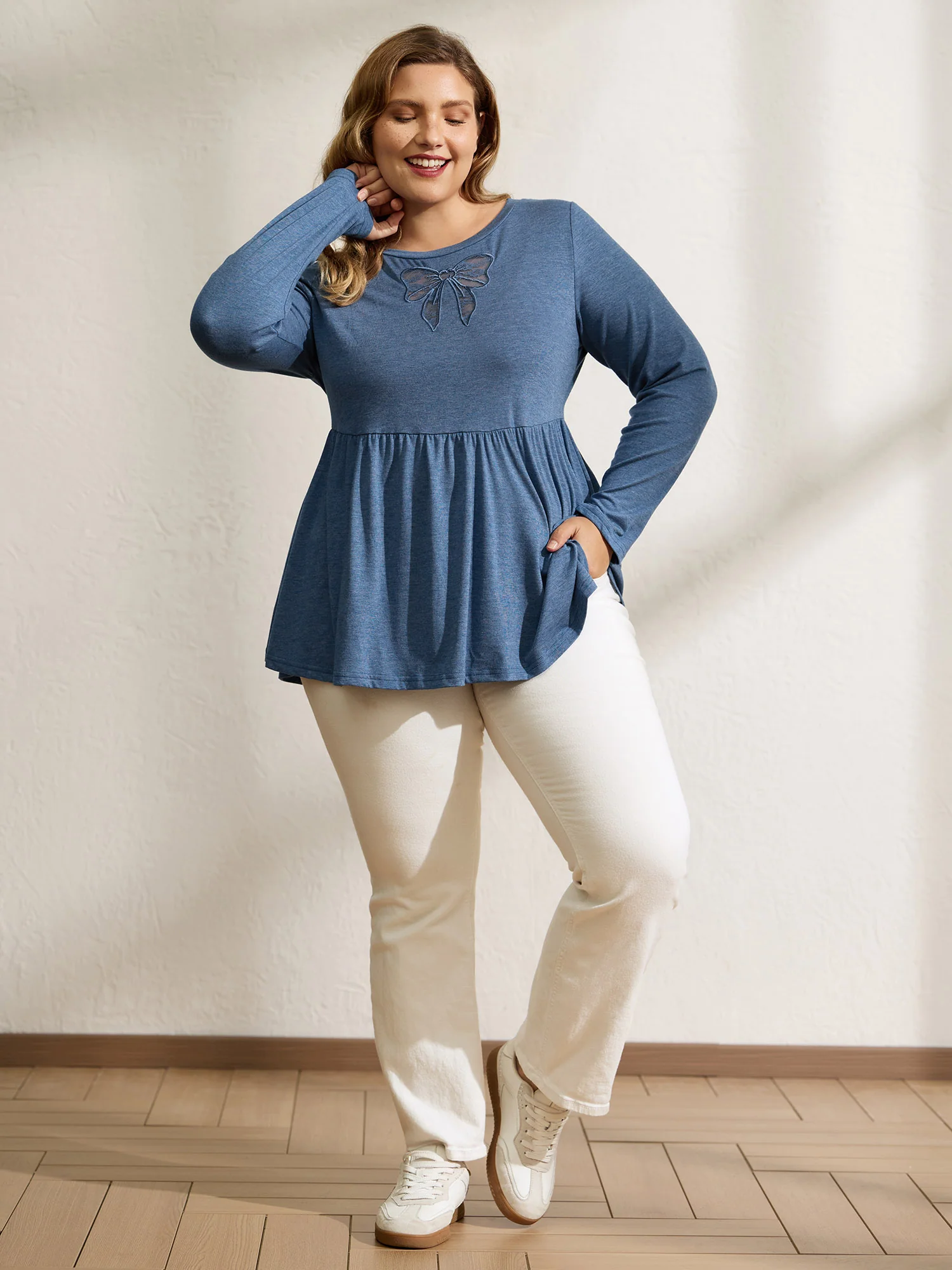 Supersoft Bowknot Cut-Out Knit Top - Image 3