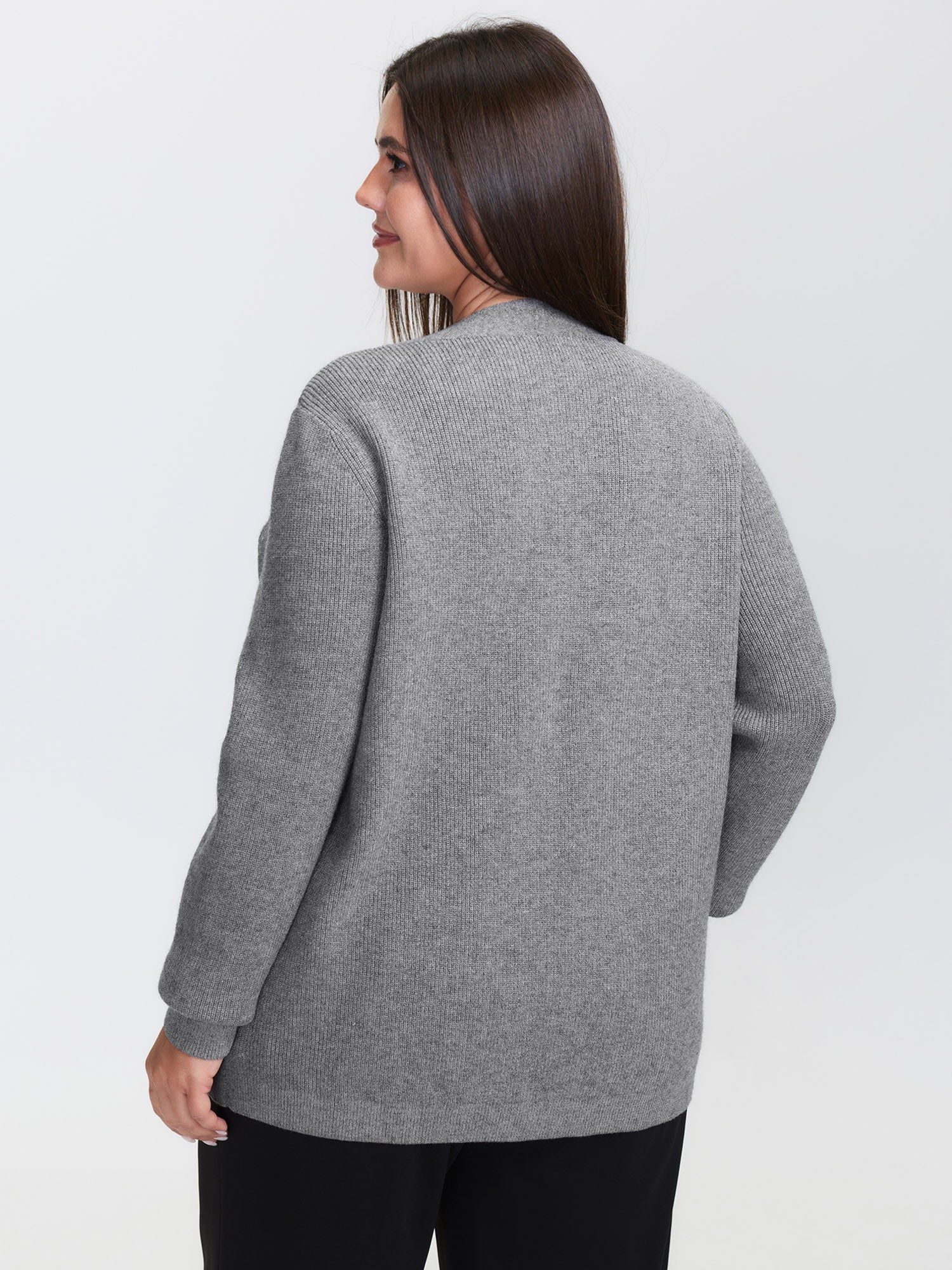 Supersoft Bowknot Neckline Ribbed Cut-Out Pullover - Image 4